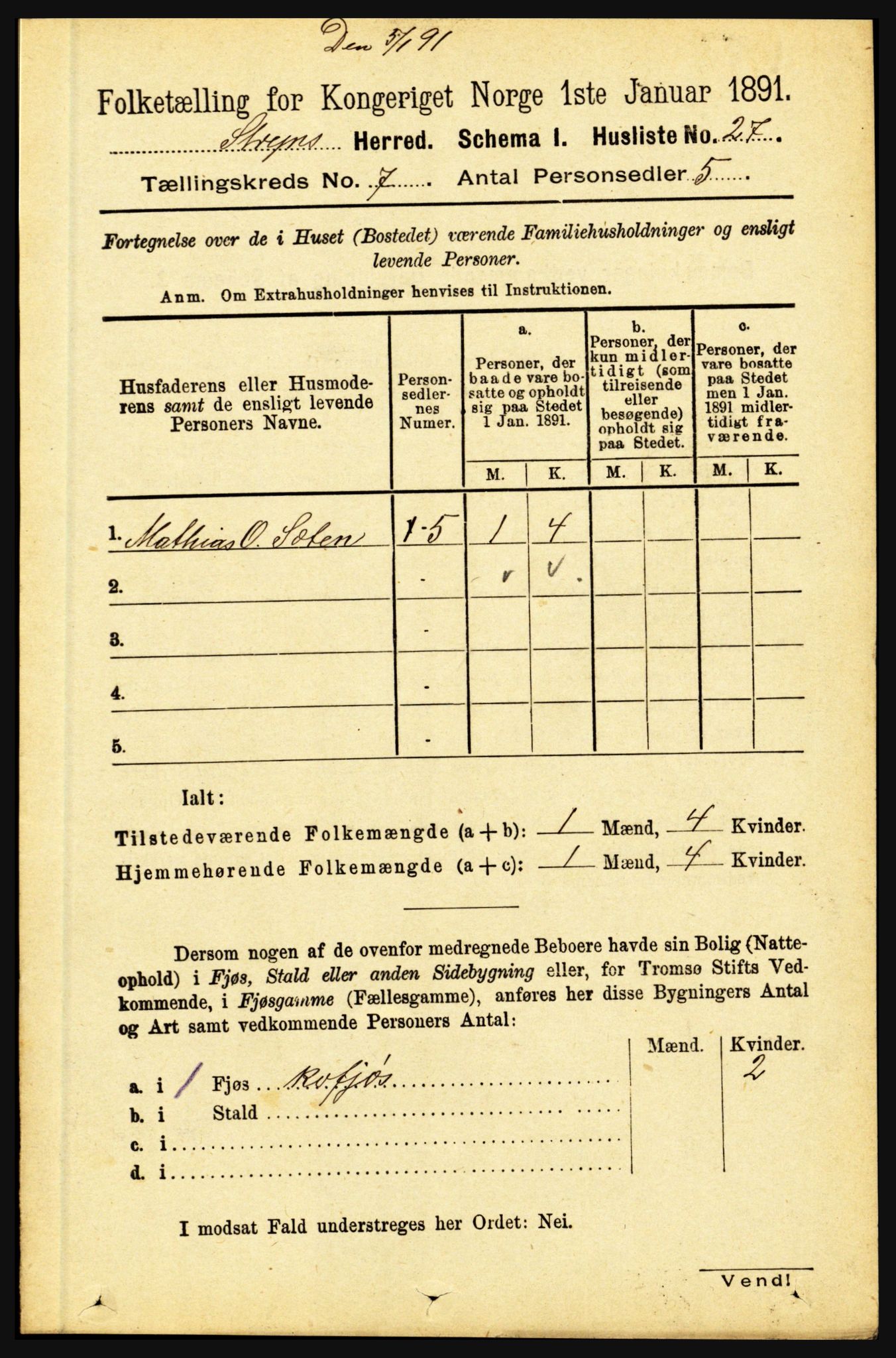 RA, 1891 census for 1448 Stryn, 1891, p. 2799