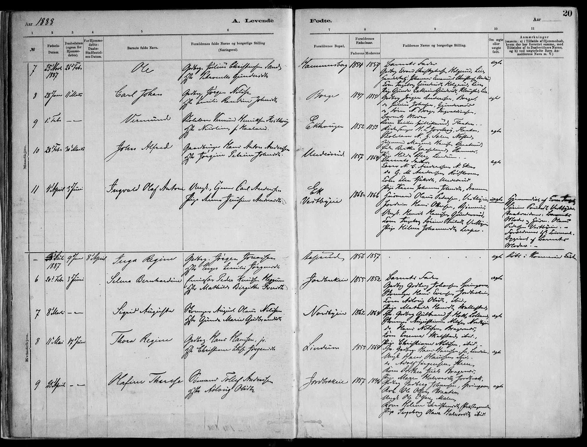 Skoger kirkebøker, AV/SAKO-A-59/F/Fa/L0006: Parish register (official) no. I 6, 1885-1910, p. 20