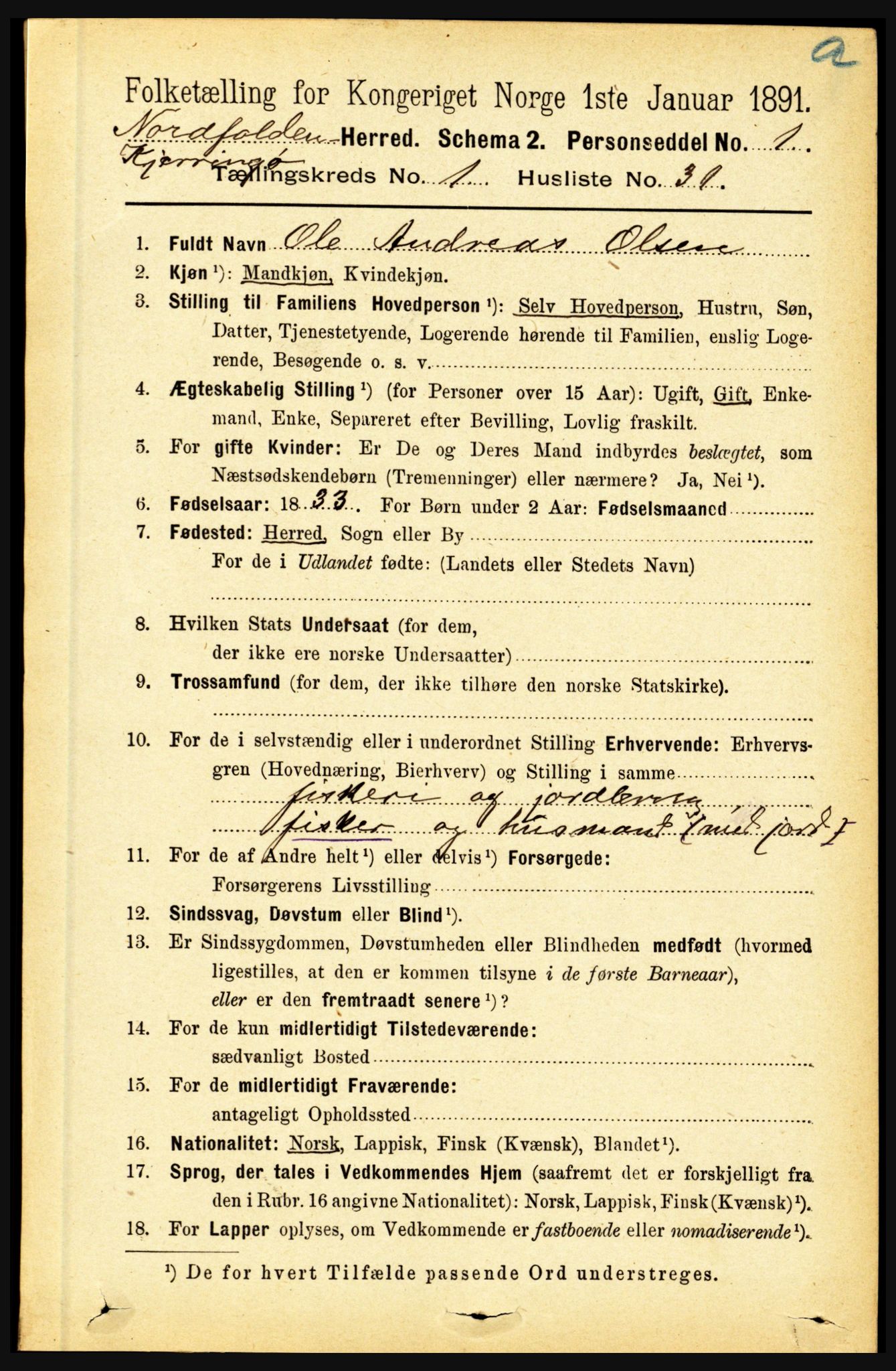 RA, 1891 census for 1846 Nordfold-Kjerringøy, 1891, p. 290