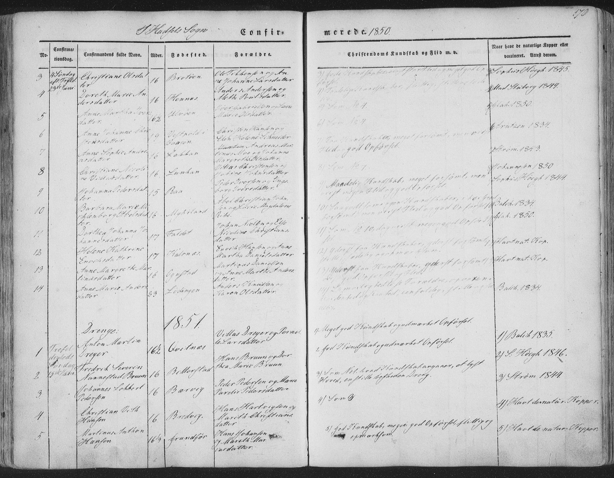 Ministerialprotokoller, klokkerbøker og fødselsregistre - Nordland, AV/SAT-A-1459/888/L1241: Parish register (official) no. 888A07, 1849-1869, p. 170