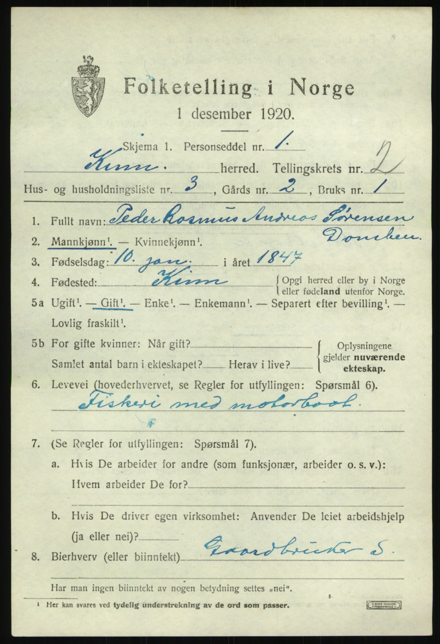 SAB, 1920 census for Kinn, 1920, p. 1951