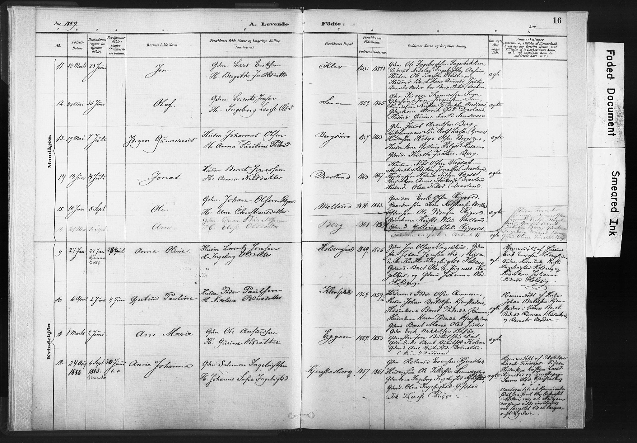 Ministerialprotokoller, klokkerbøker og fødselsregistre - Nord-Trøndelag, AV/SAT-A-1458/749/L0474: Parish register (official) no. 749A08, 1887-1903, p. 16