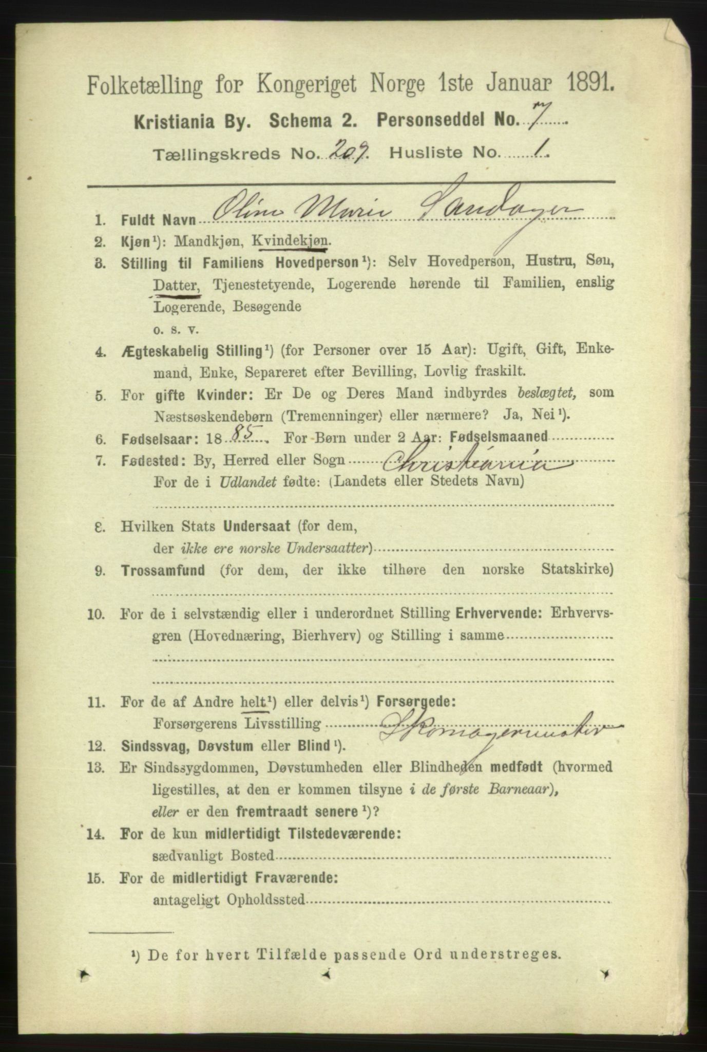 RA, 1891 census for 0301 Kristiania, 1891, p. 125088