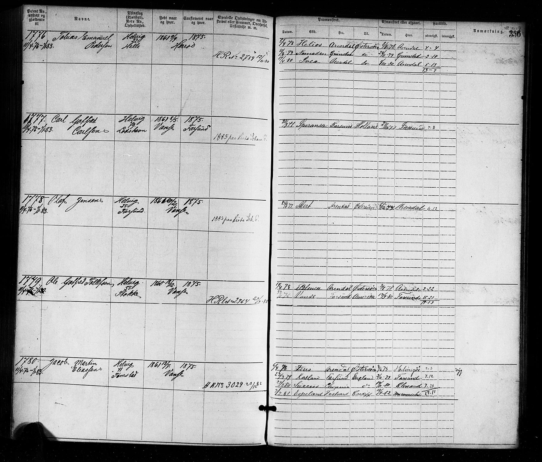 Farsund mønstringskrets, AV/SAK-2031-0017/F/Fa/L0001: Annotasjonsrulle nr 1-1920 med register, M-1, 1869-1877, p. 388