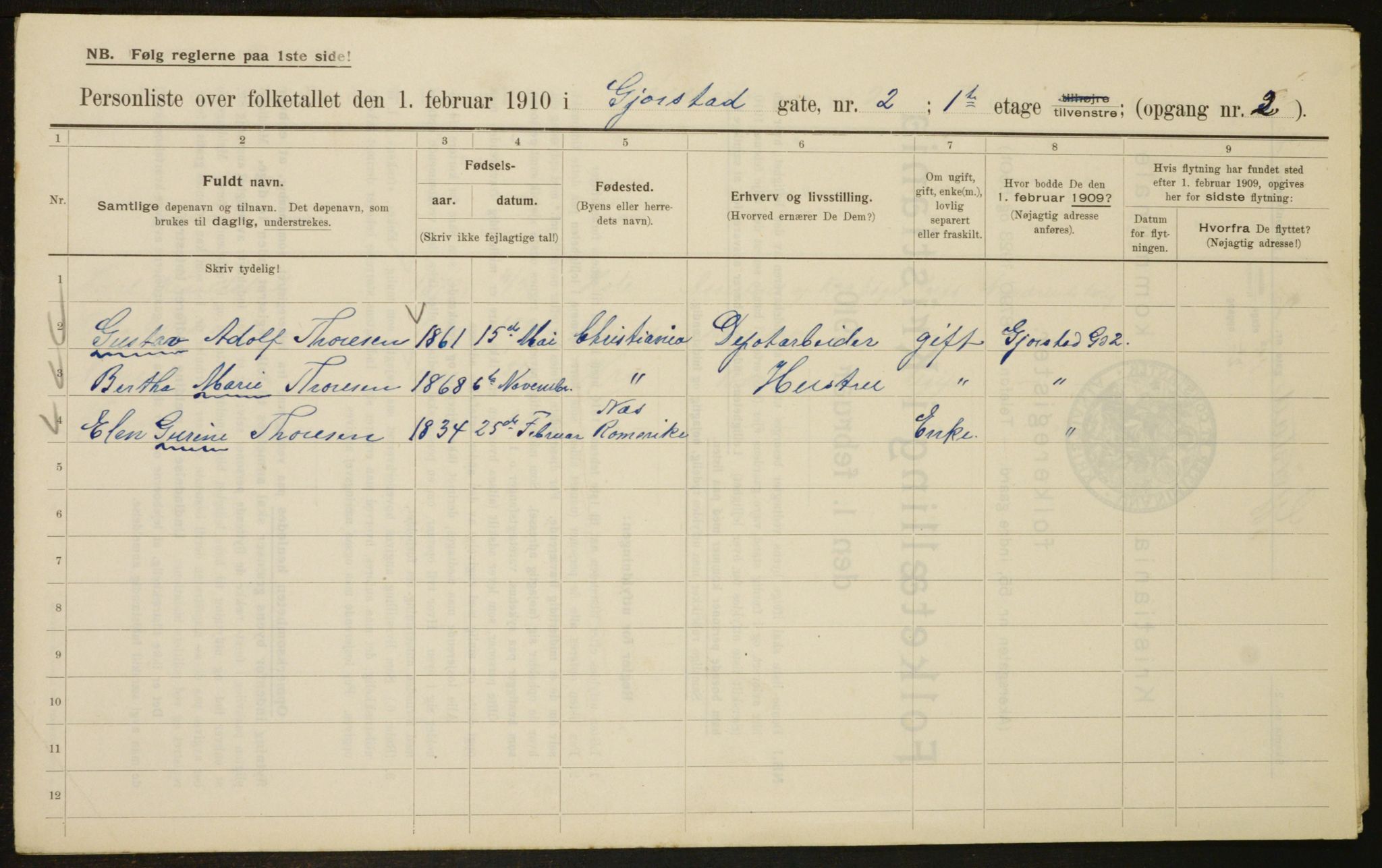 OBA, Municipal Census 1910 for Kristiania, 1910, p. 27864