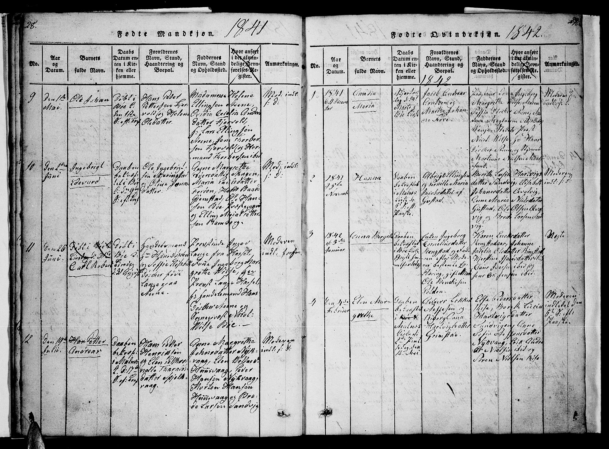 Ministerialprotokoller, klokkerbøker og fødselsregistre - Nordland, AV/SAT-A-1459/891/L1312: Parish register (copy) no. 891C01, 1820-1856, p. 28-29