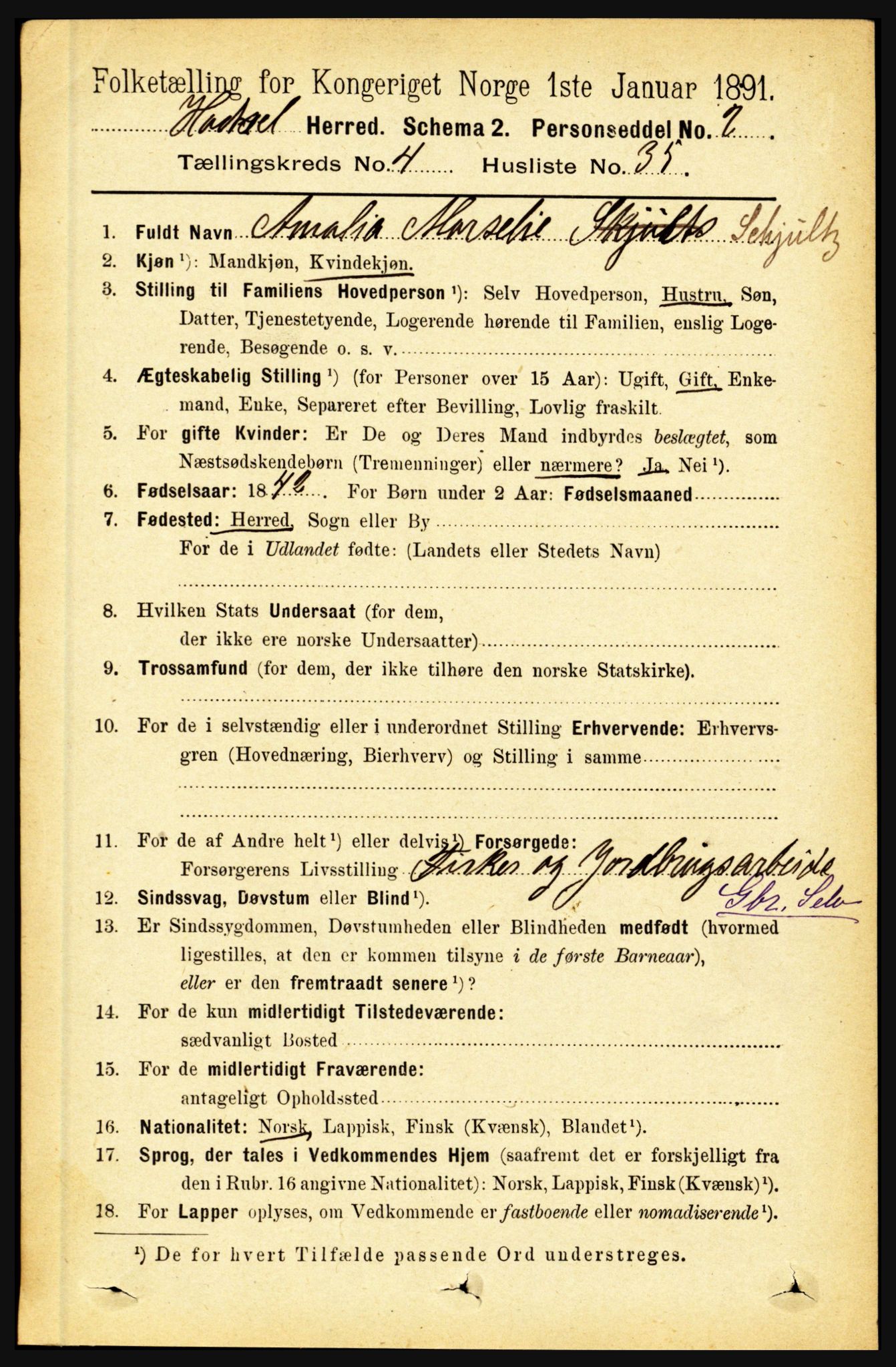 RA, 1891 census for 1866 Hadsel, 1891, p. 1925