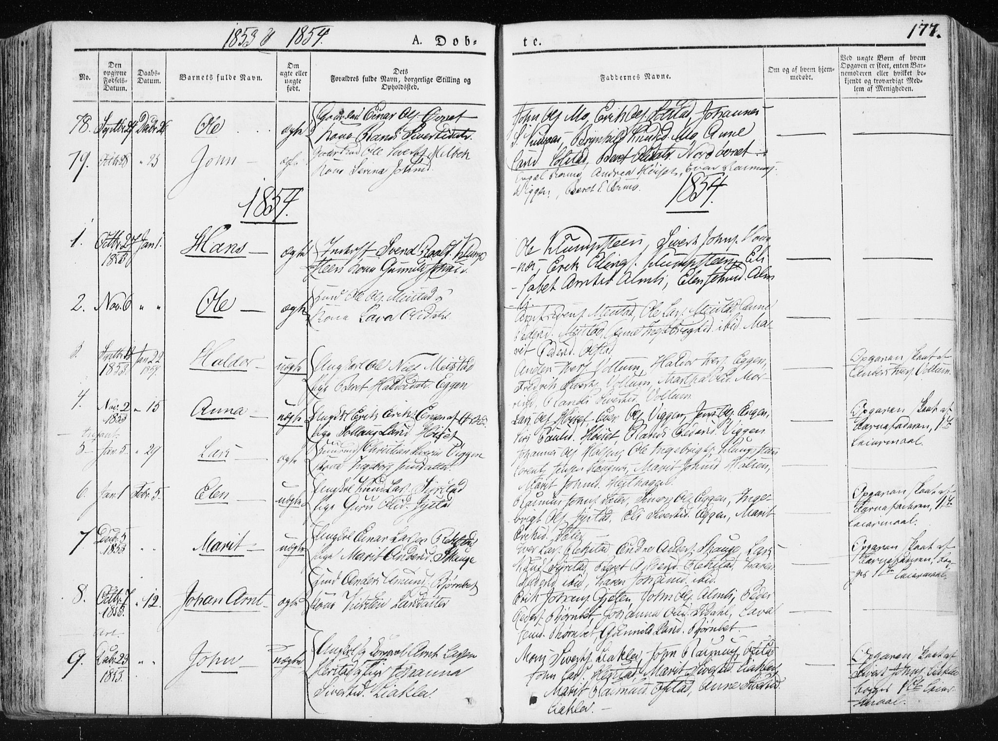 Ministerialprotokoller, klokkerbøker og fødselsregistre - Sør-Trøndelag, SAT/A-1456/665/L0771: Parish register (official) no. 665A06, 1830-1856, p. 177