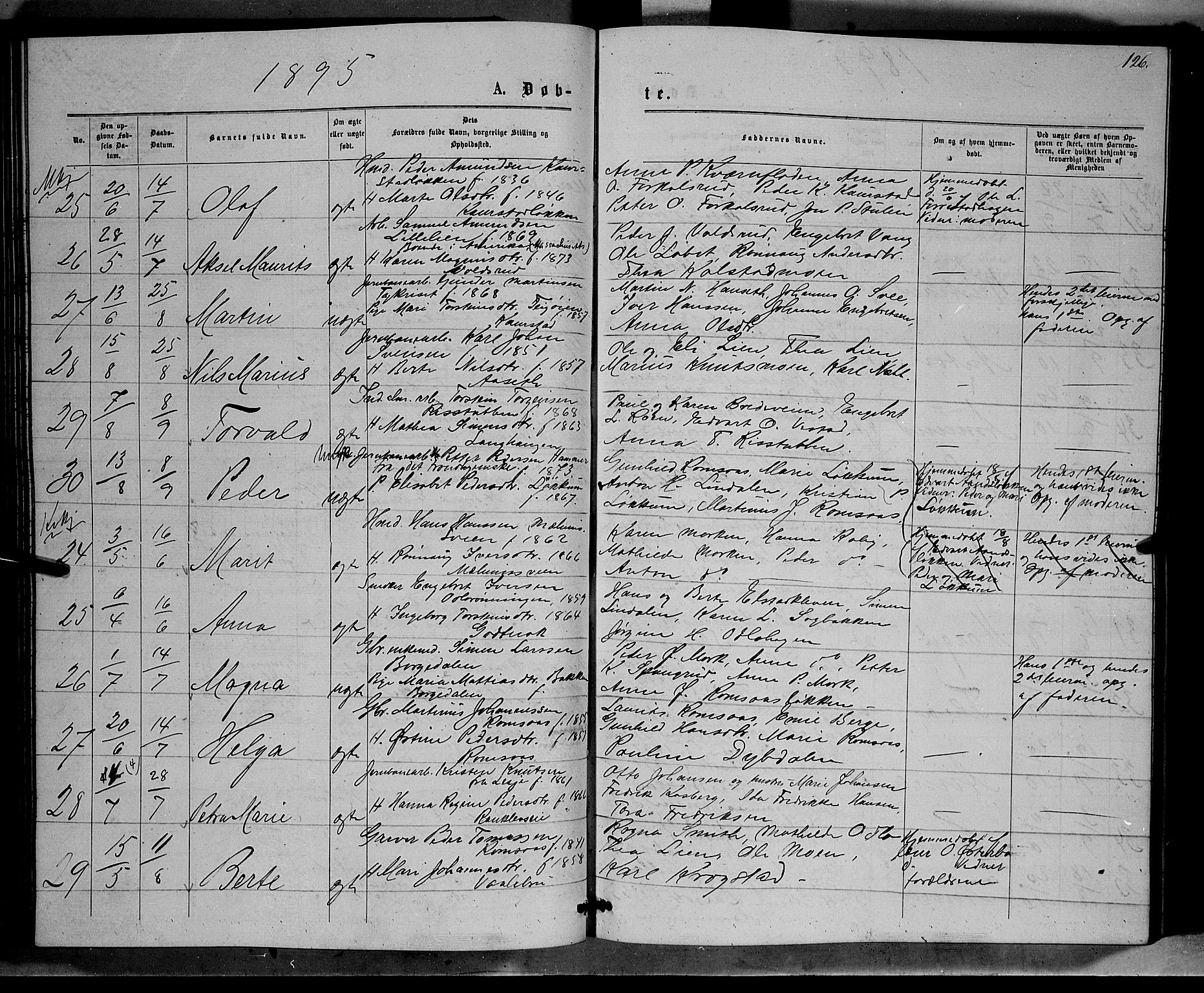 Ringebu prestekontor, AV/SAH-PREST-082/H/Ha/Hab/L0006: Parish register (copy) no. 6, 1880-1898, p. 126