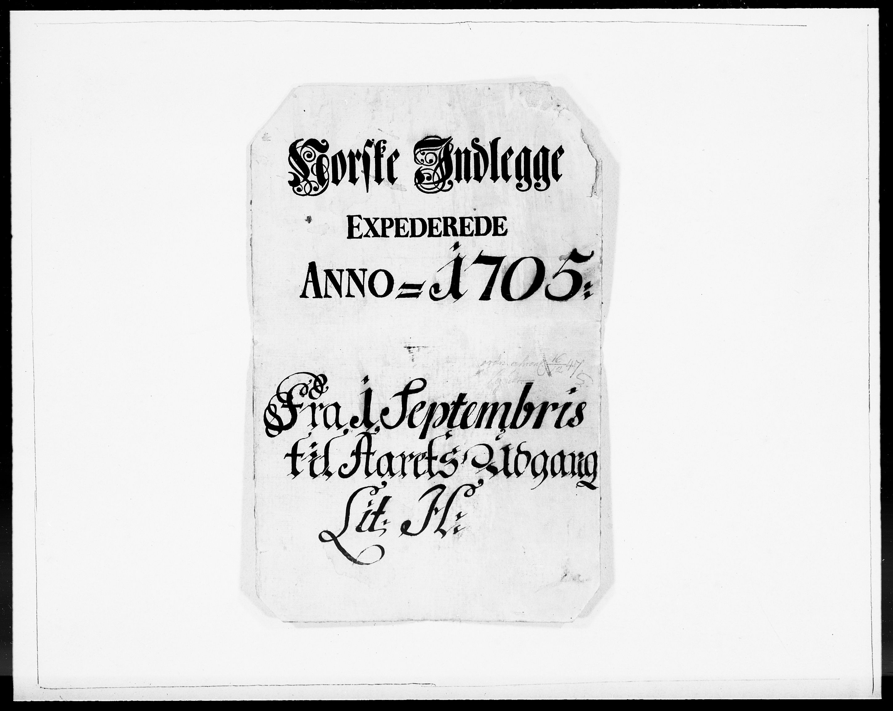 Danske Kanselli 1572-1799, AV/RA-EA-3023/F/Fc/Fcc/Fcca/L0059: Norske innlegg 1572-1799, 1705, p. 1