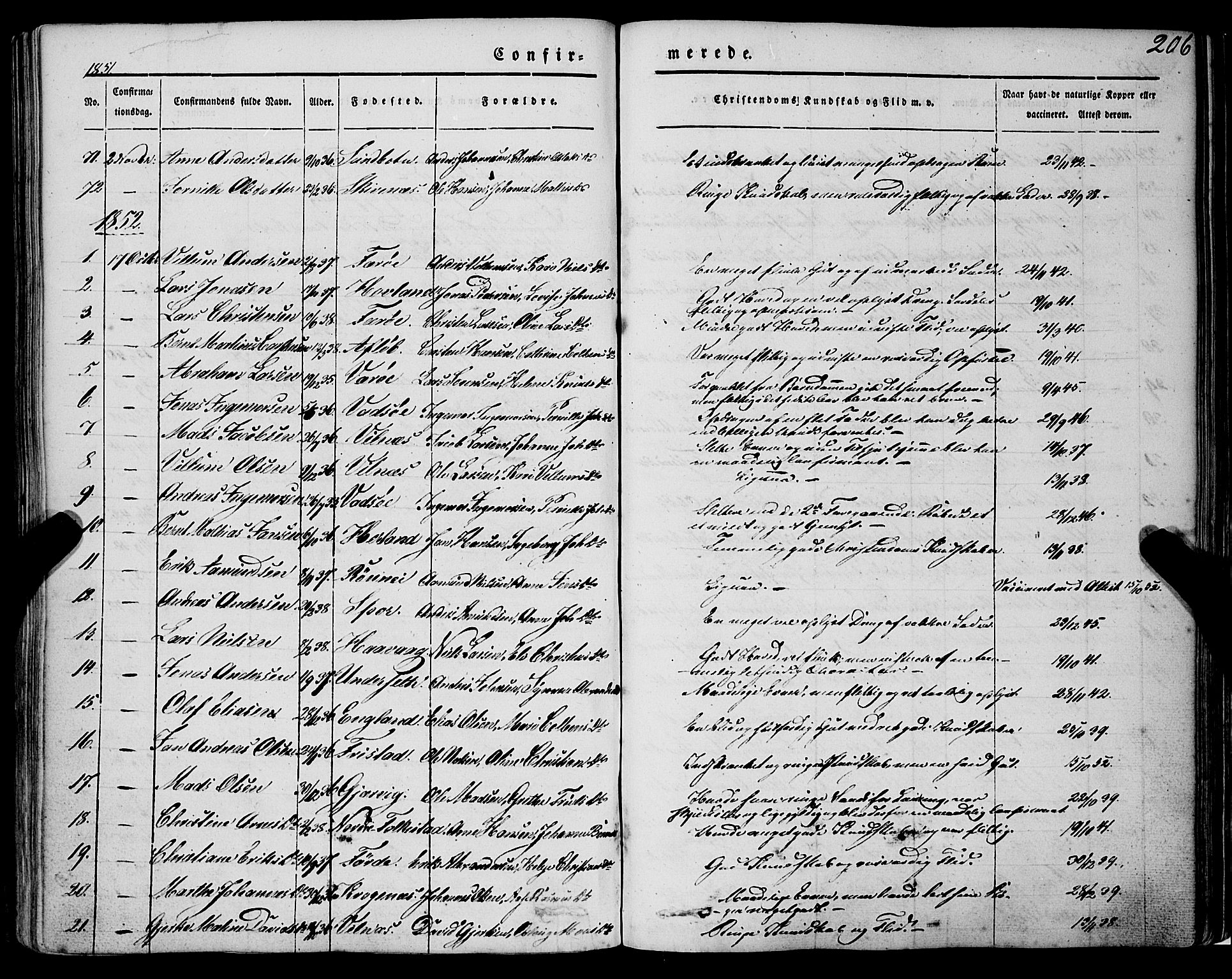 Askvoll sokneprestembete, SAB/A-79501/H/Haa/Haaa/L0011/0001: Parish register (official) no. A 11 I, 1845-1864, p. 206