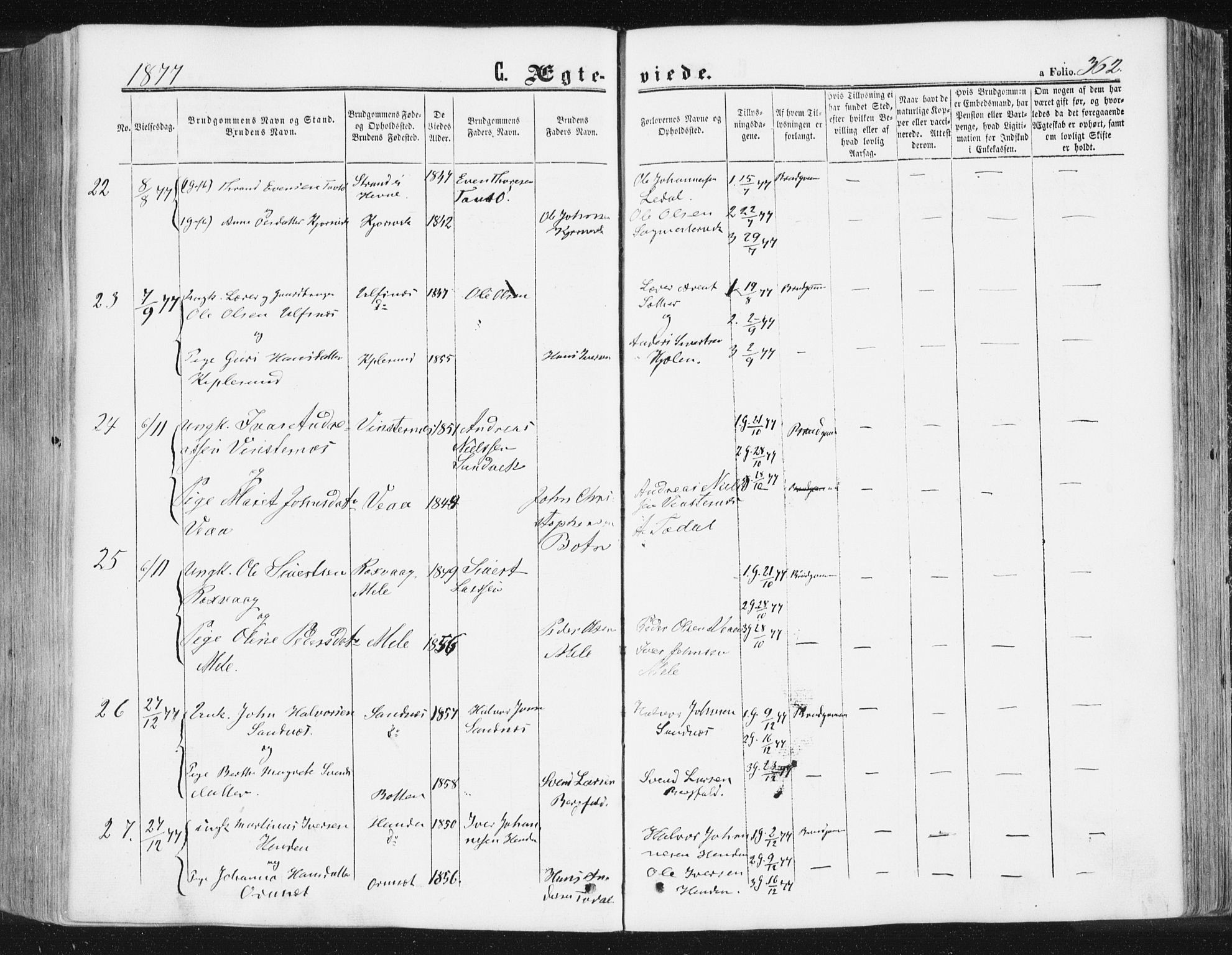 Ministerialprotokoller, klokkerbøker og fødselsregistre - Møre og Romsdal, AV/SAT-A-1454/578/L0905: Parish register (official) no. 578A04, 1859-1877, p. 362