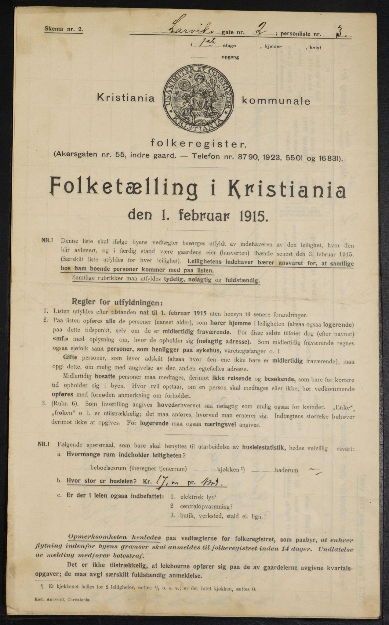 OBA, Municipal Census 1915 for Kristiania, 1915, p. 56597