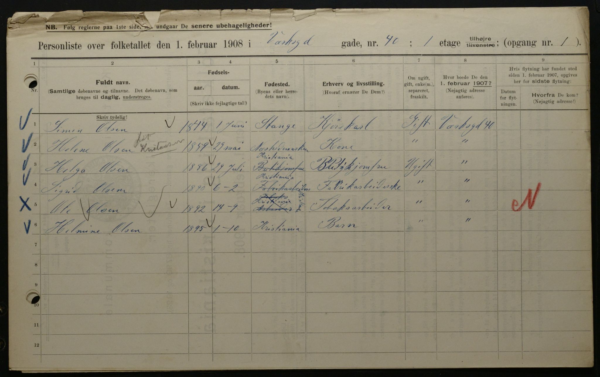 OBA, Municipal Census 1908 for Kristiania, 1908, p. 109797