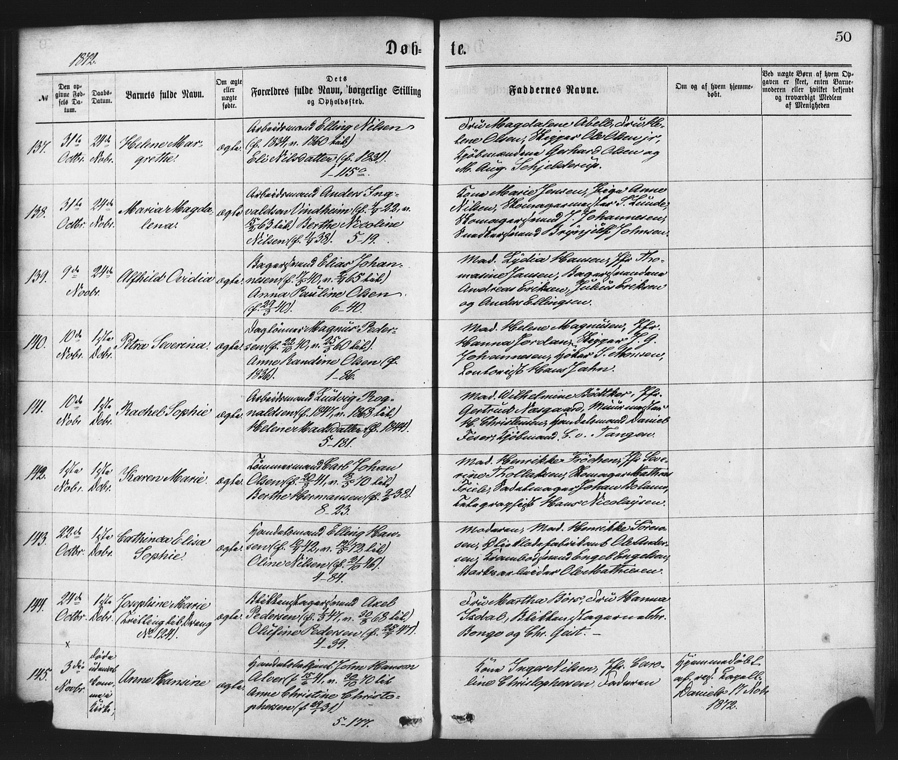 Nykirken Sokneprestembete, SAB/A-77101/H/Haa/L0017: Parish register (official) no. B 4, 1870-1884, p. 50