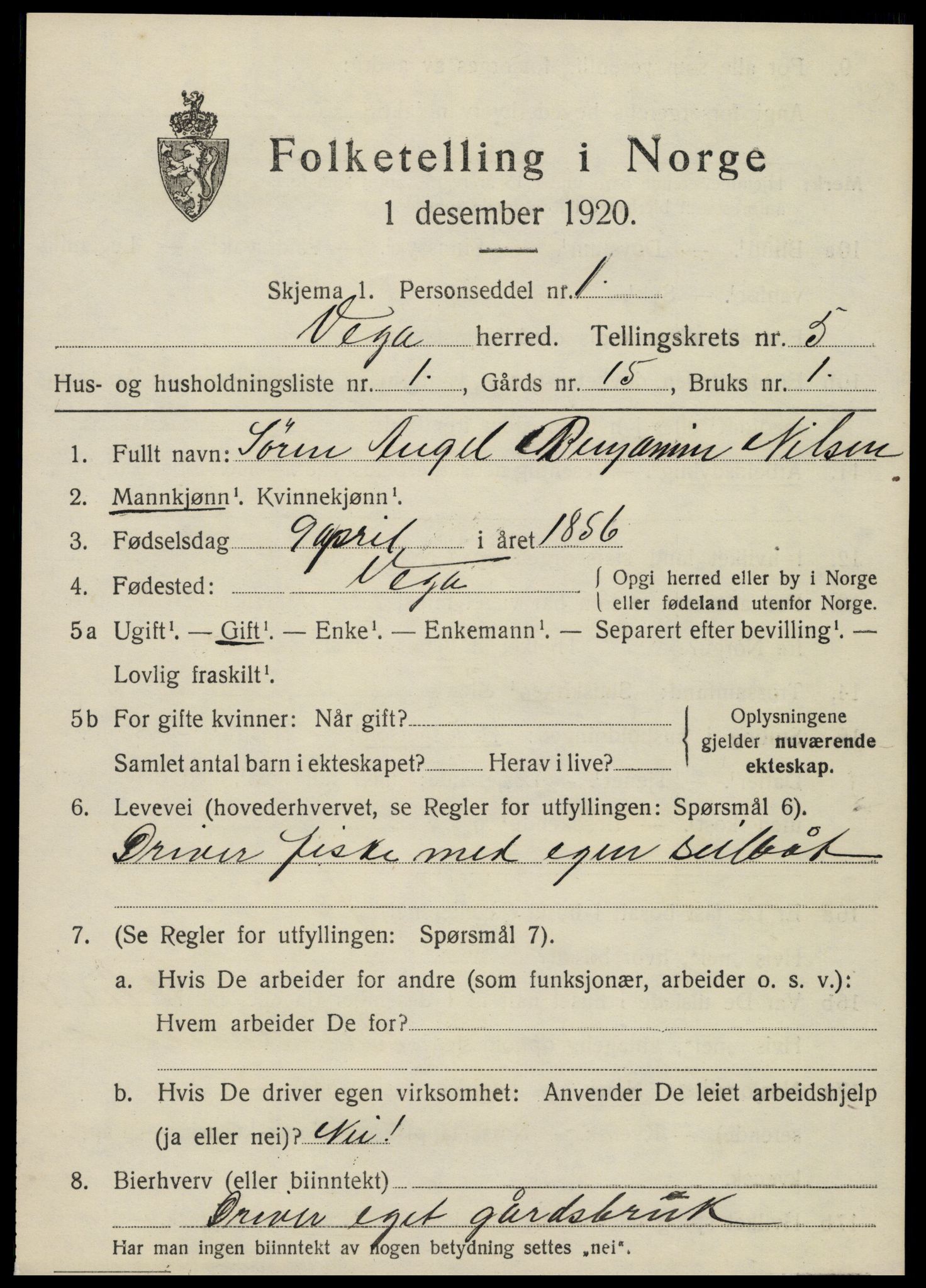 SAT, 1920 census for Vega, 1920, p. 2439