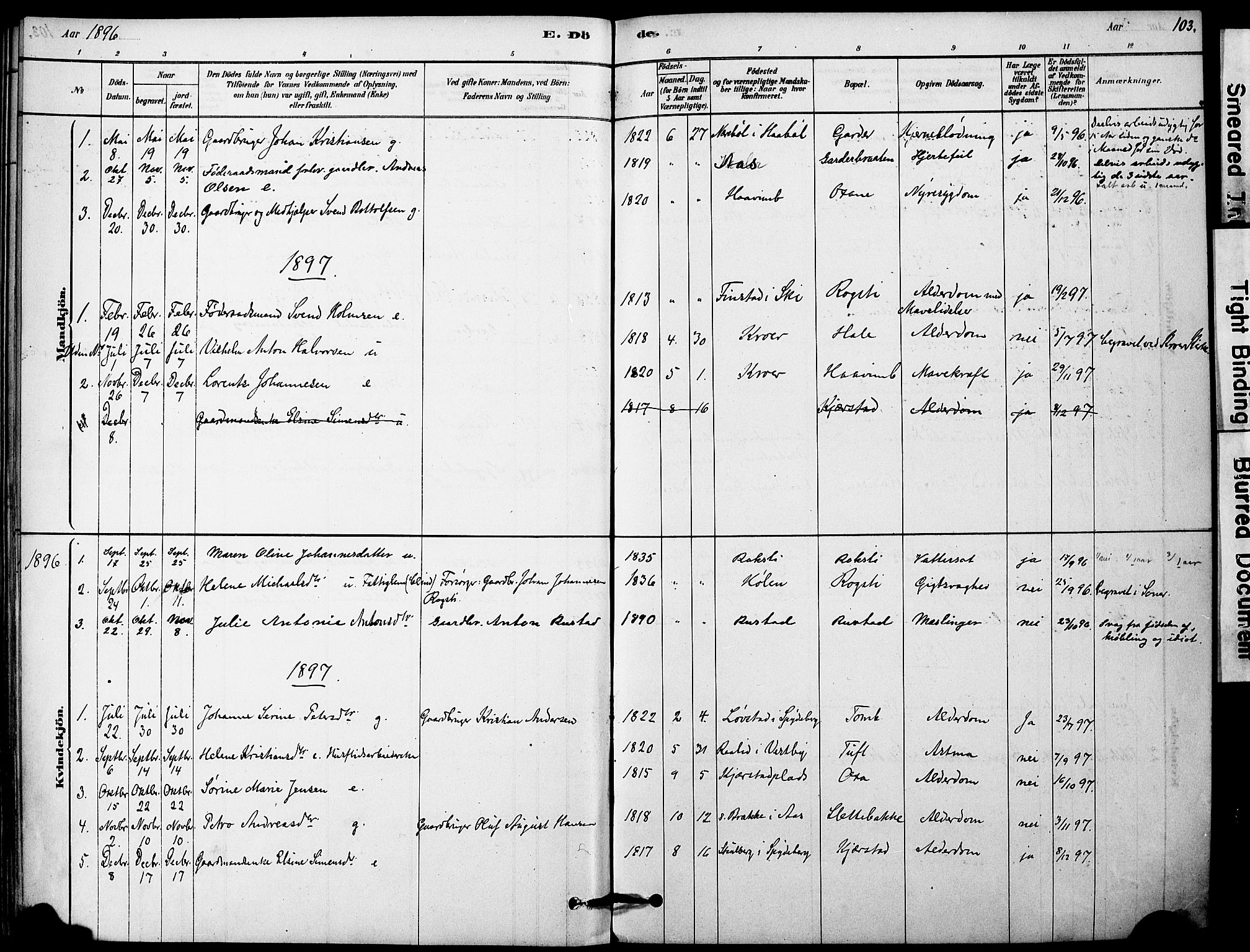 Vestby prestekontor Kirkebøker, SAO/A-10893/F/Fa/L0011: Parish register (official) no. I 11, 1878-1913, p. 103
