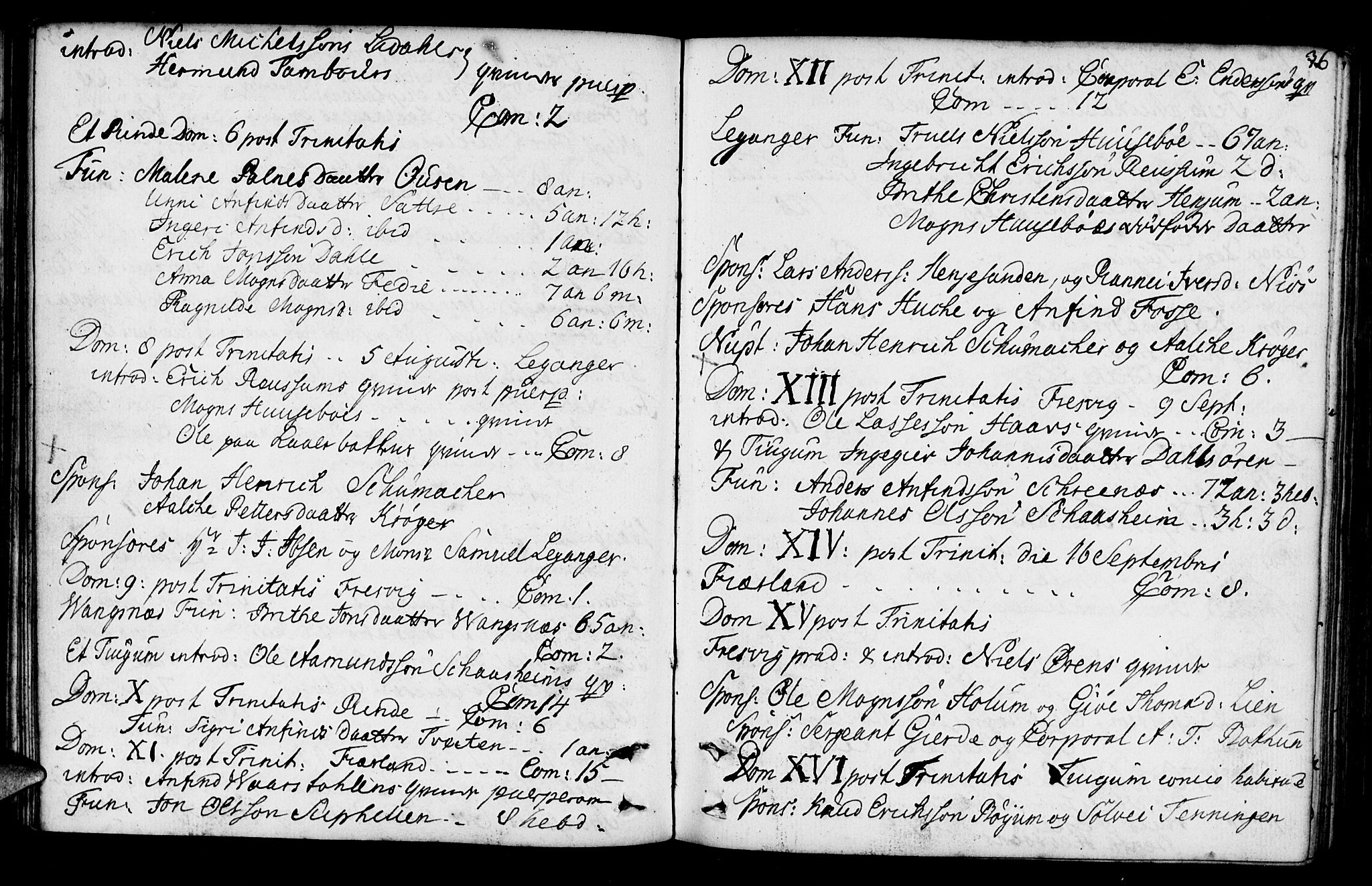 Leikanger sokneprestembete, AV/SAB-A-81001/H/Haa/Haaa/L0003: Parish register (official) no. A 3, 1756-1770, p. 36