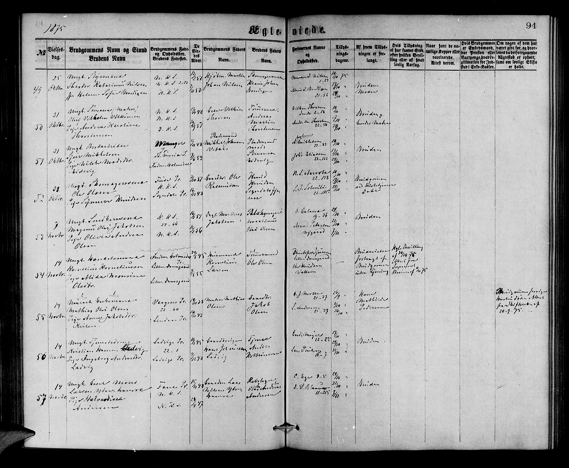 Korskirken sokneprestembete, AV/SAB-A-76101/H/Hab: Parish register (copy) no. D 2, 1867-1886, p. 94