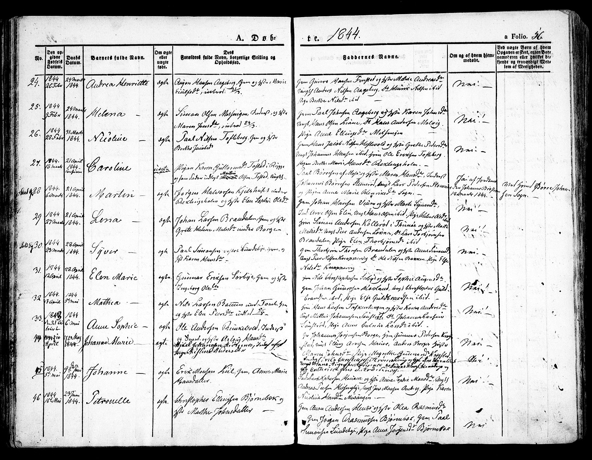 Råde prestekontor kirkebøker, AV/SAO-A-2009/F/Fa/L0005: Parish register (official) no. 5, 1830-1853, p. 56