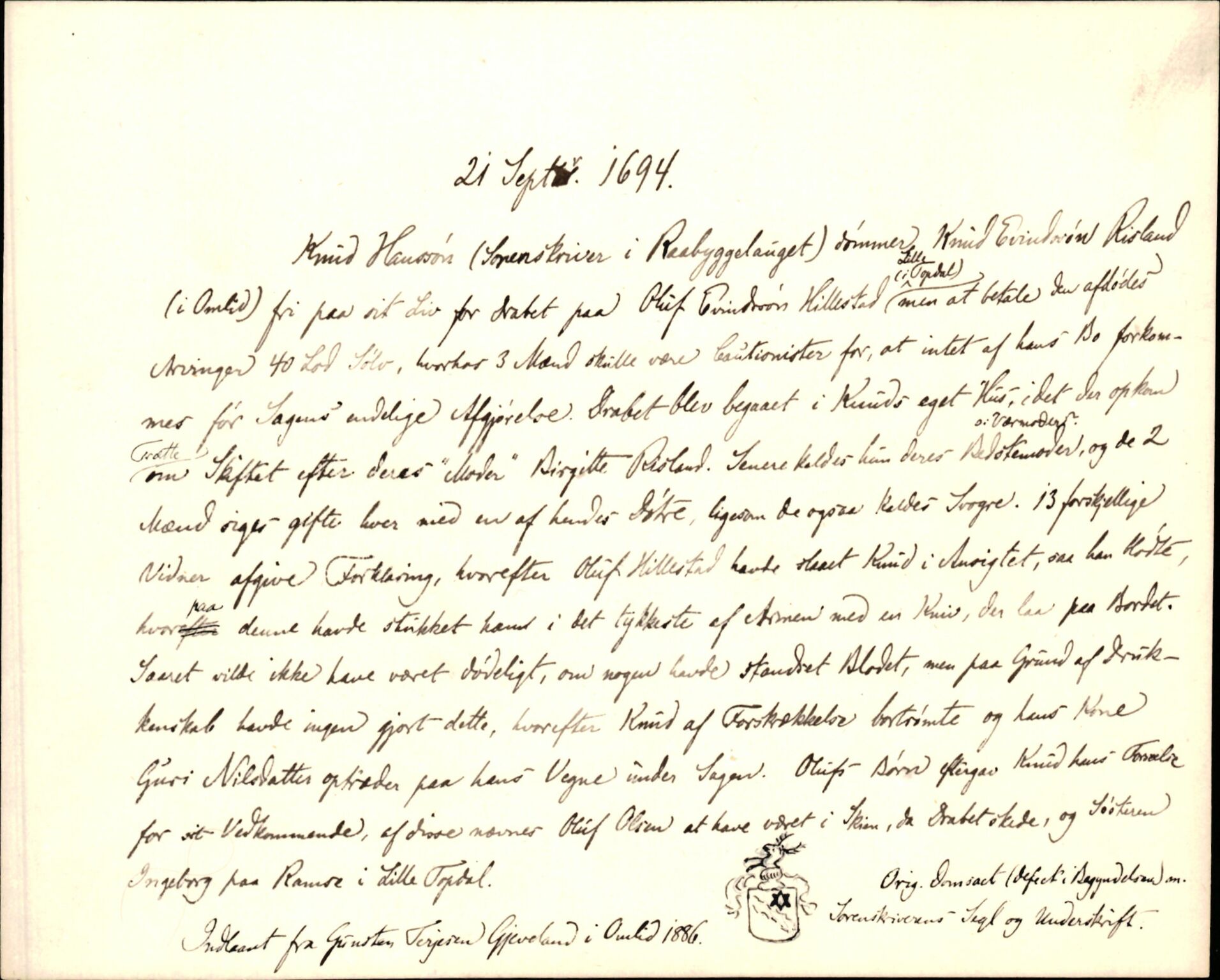 Riksarkivets diplomsamling, AV/RA-EA-5965/F35/F35d/L0006: Innlånte diplomer, seddelregister, 1691-1858, p. 69