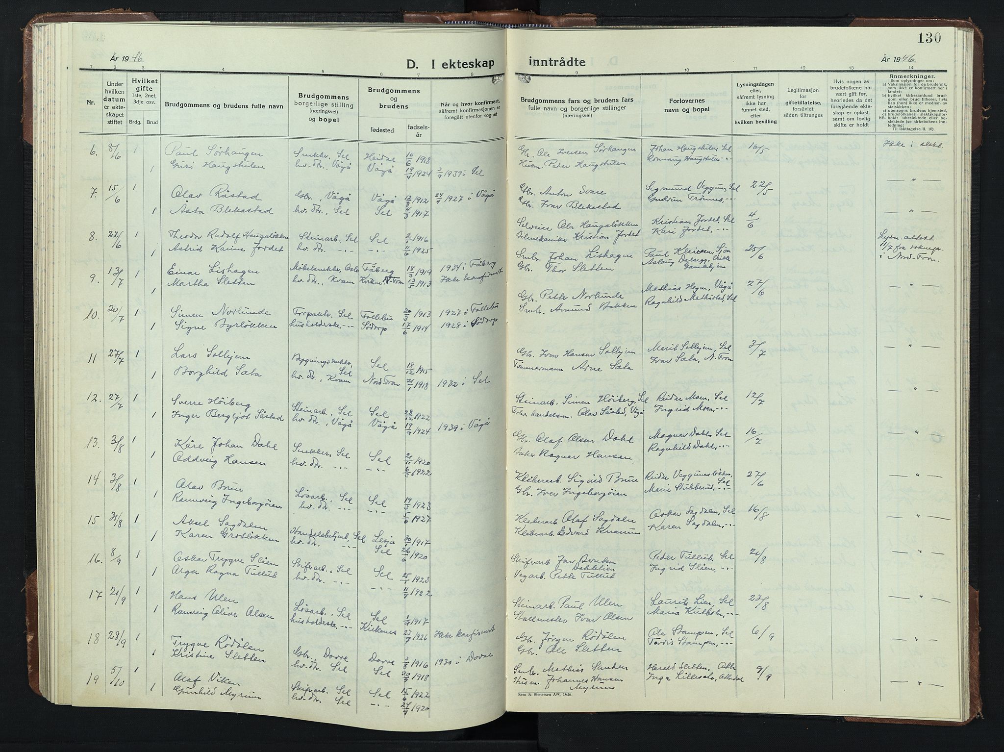 Sel prestekontor, AV/SAH-PREST-074/H/Ha/Hab/L0003: Parish register (copy) no. 3, 1940-1951, p. 130