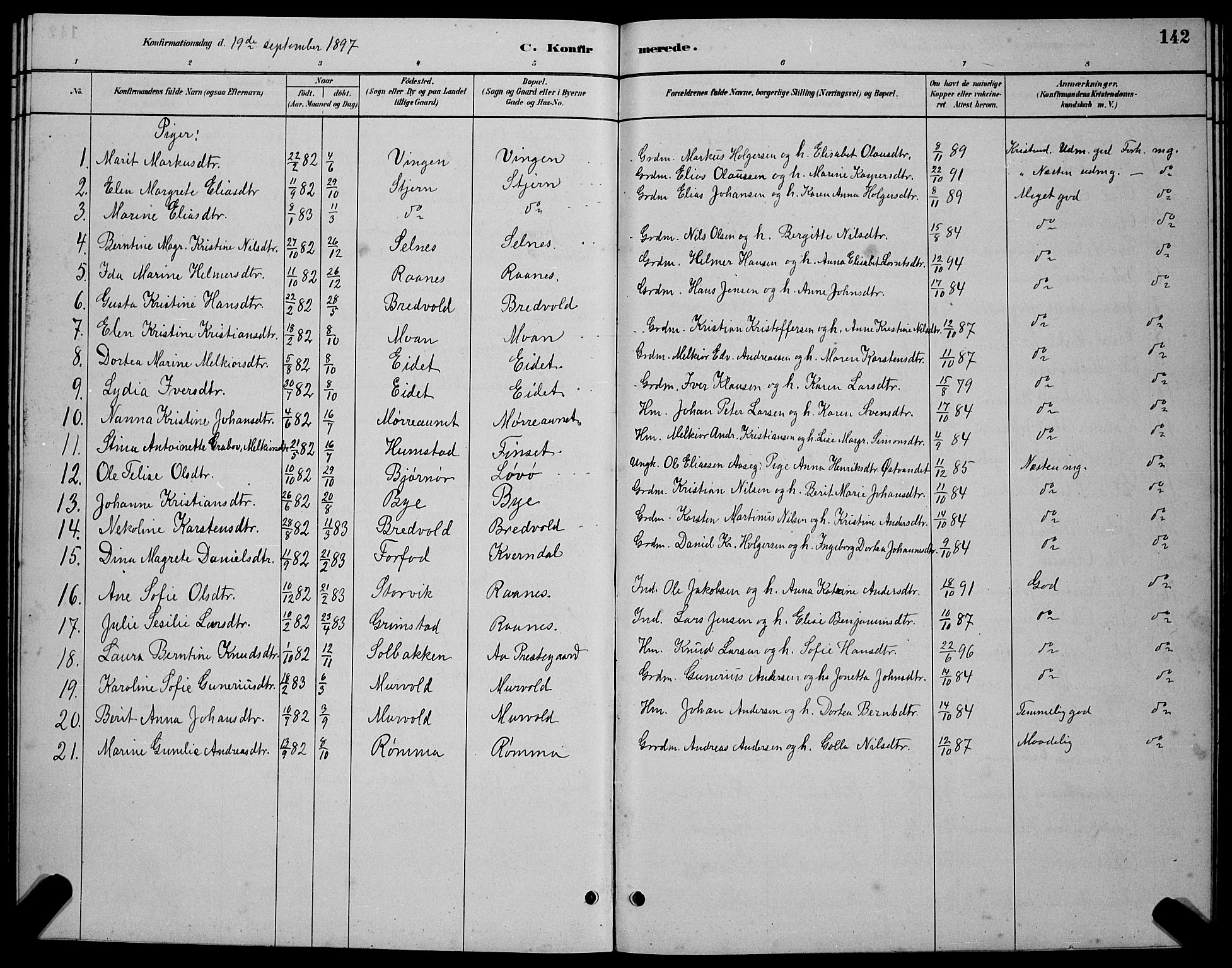 Ministerialprotokoller, klokkerbøker og fødselsregistre - Sør-Trøndelag, SAT/A-1456/655/L0687: Parish register (copy) no. 655C03, 1880-1898, p. 142