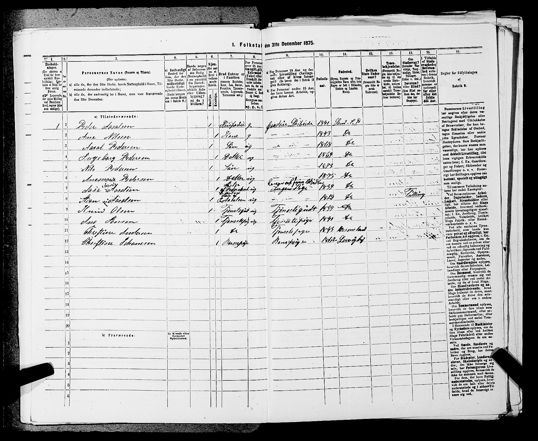 SAKO, 1875 census for 0816P Sannidal, 1875, p. 2001