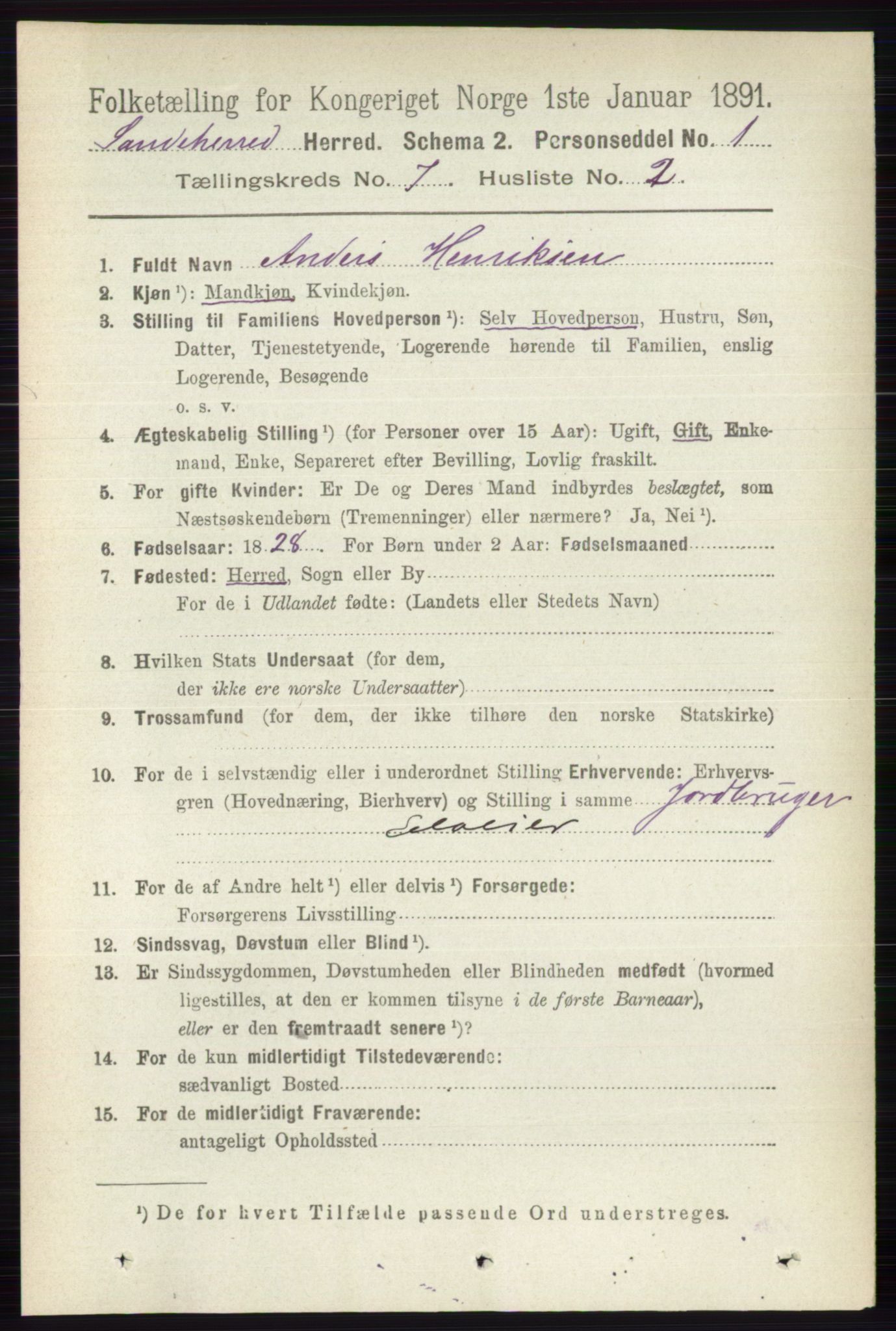 RA, 1891 census for 0724 Sandeherred, 1891, p. 4104