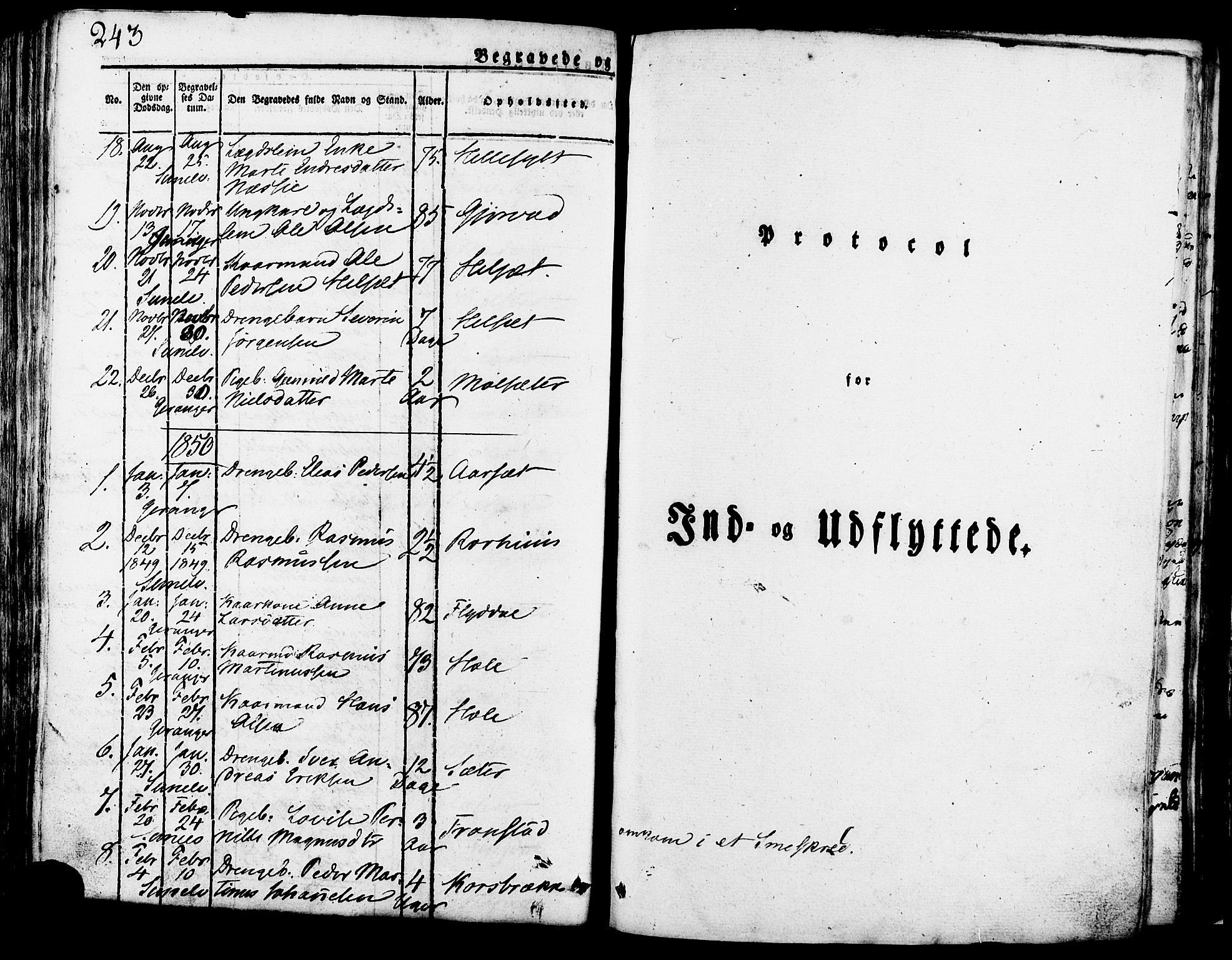 Ministerialprotokoller, klokkerbøker og fødselsregistre - Møre og Romsdal, SAT/A-1454/517/L0221: Parish register (official) no. 517A01, 1827-1858, p. 243