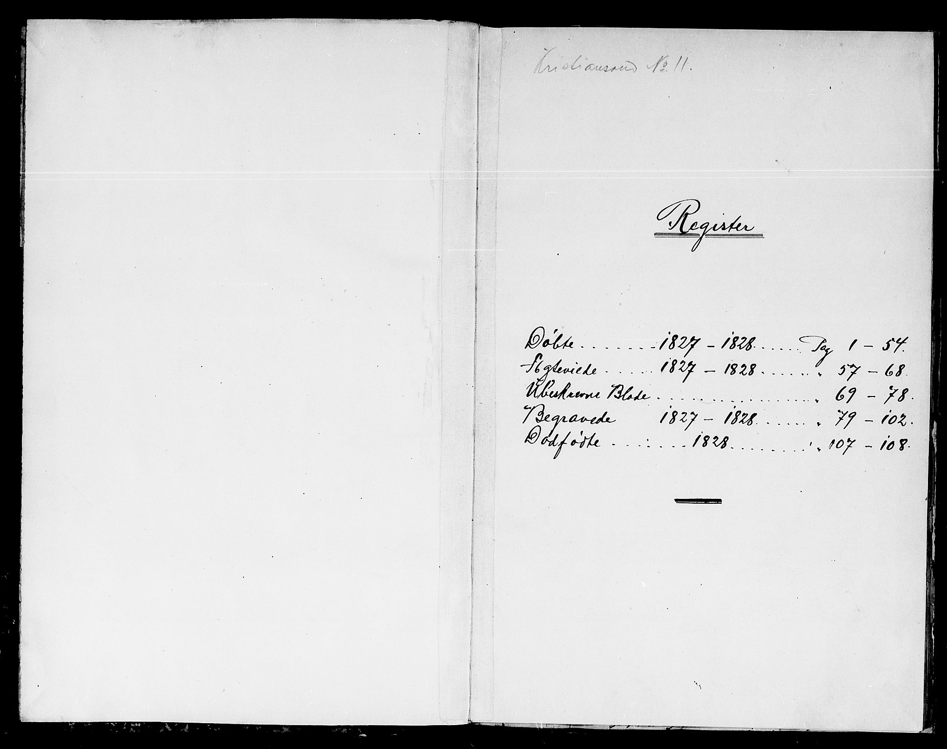 Kristiansand domprosti, SAK/1112-0006/F/Fb/L0005: Parish register (copy) no. B 5, 1827-1828