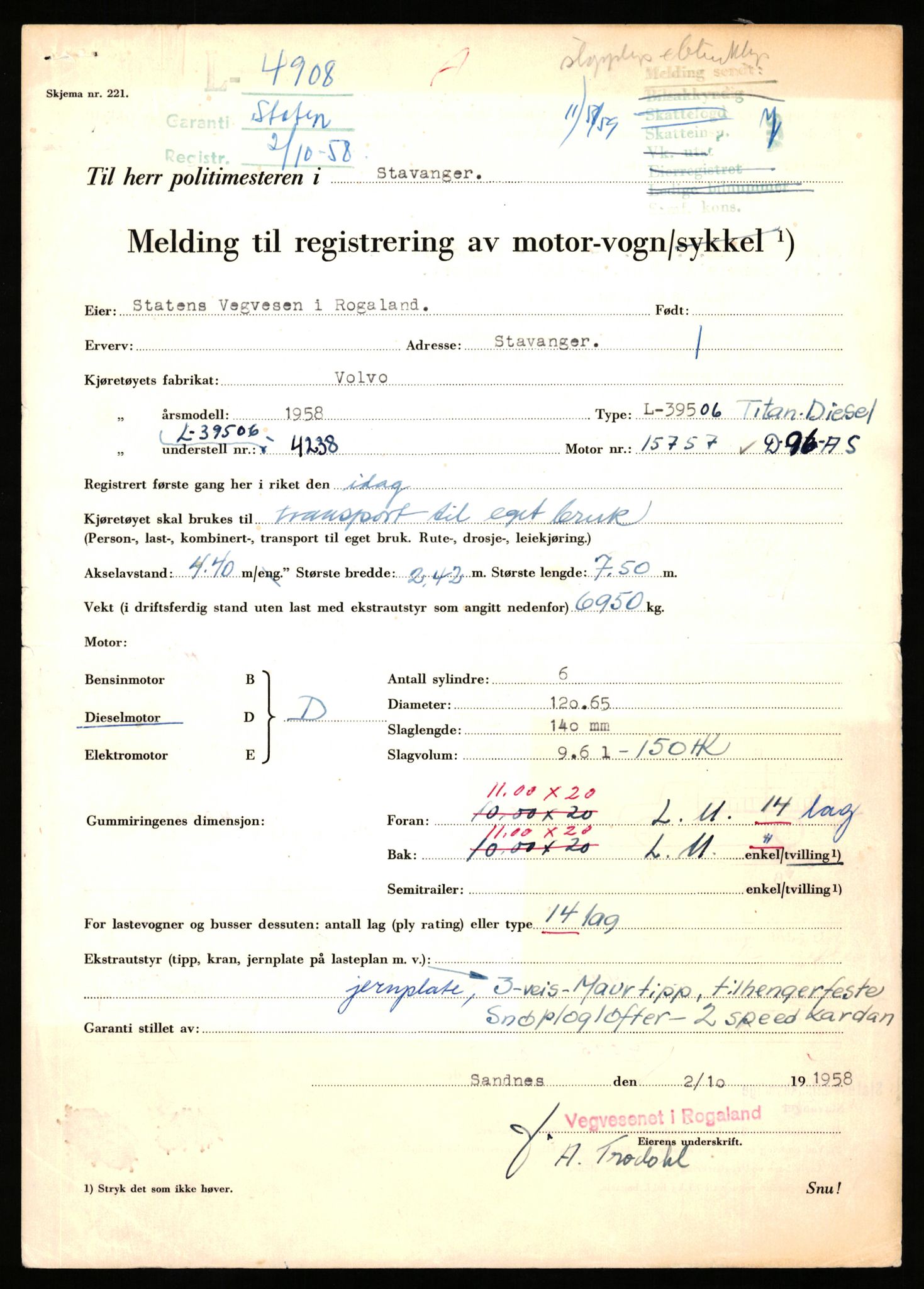 Stavanger trafikkstasjon, AV/SAST-A-101942/0/F/L0013: L-4700 - L-5079, 1930-1971, p. 925