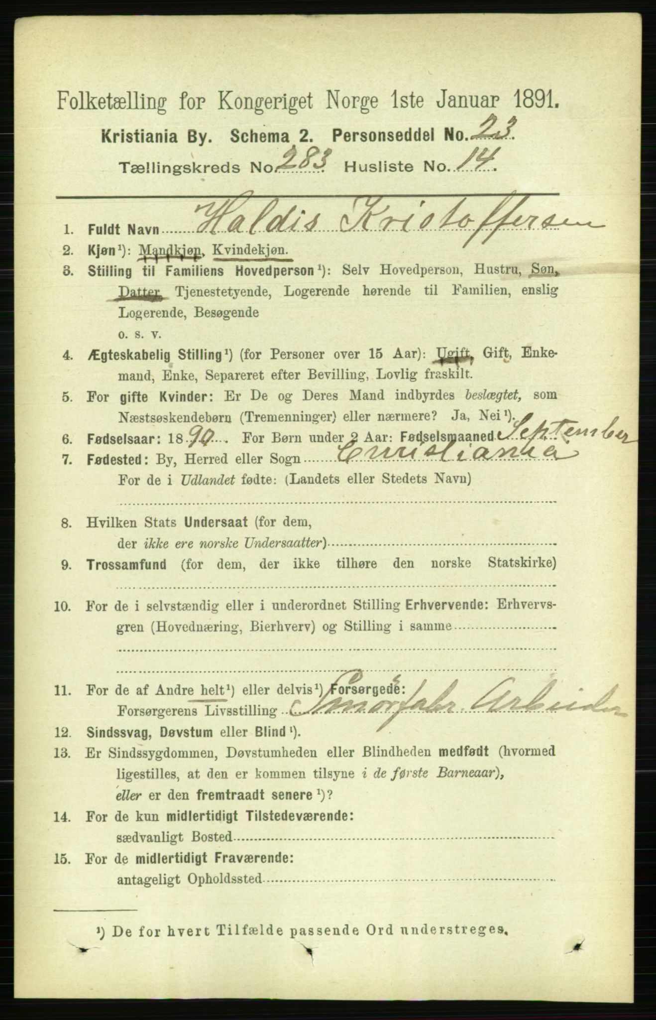 RA, 1891 census for 0301 Kristiania, 1891, p. 173227