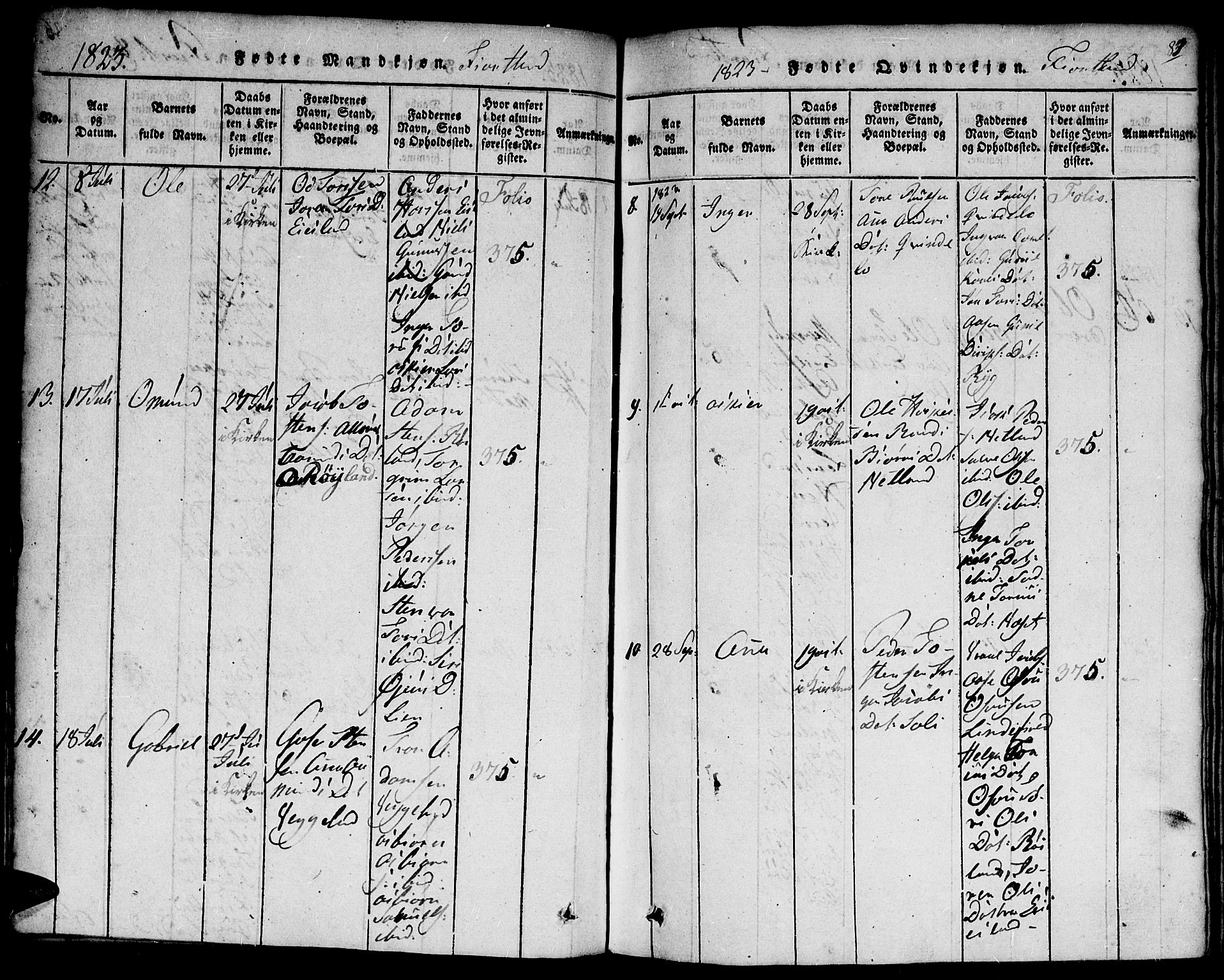 Hægebostad sokneprestkontor, AV/SAK-1111-0024/F/Fa/Faa/L0002: Parish register (official) no. A 2 /3, 1816-1825, p. 87