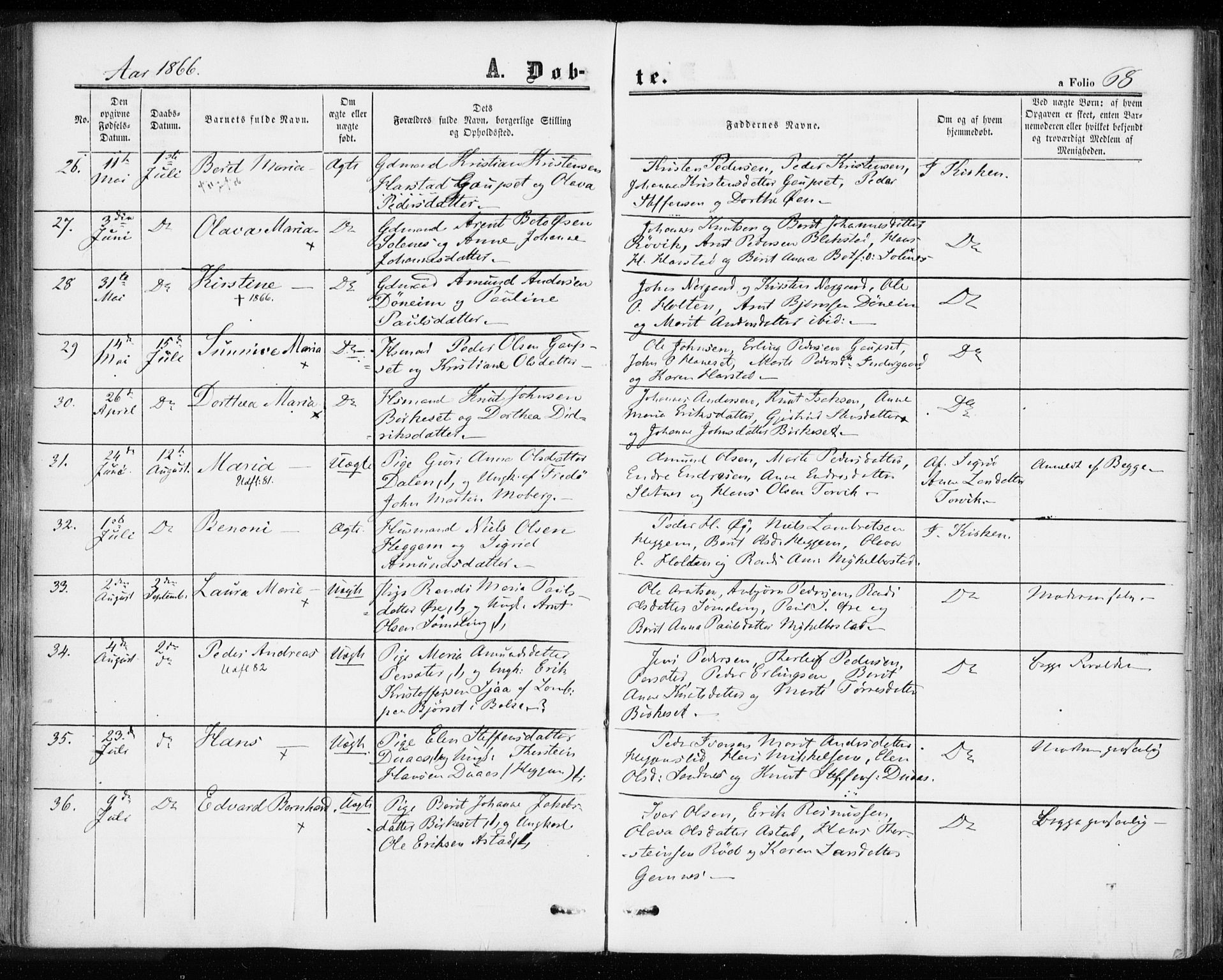 Ministerialprotokoller, klokkerbøker og fødselsregistre - Møre og Romsdal, SAT/A-1454/584/L0965: Parish register (official) no. 584A05, 1857-1868, p. 68