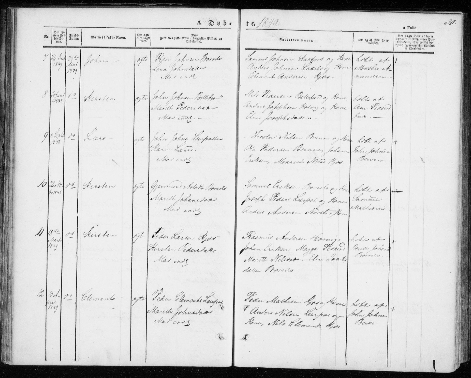 Kistrand/Porsanger sokneprestembete, SATØ/S-1351/H/Ha/L0004.kirke: Parish register (official) no. 4, 1843-1860, p. 30