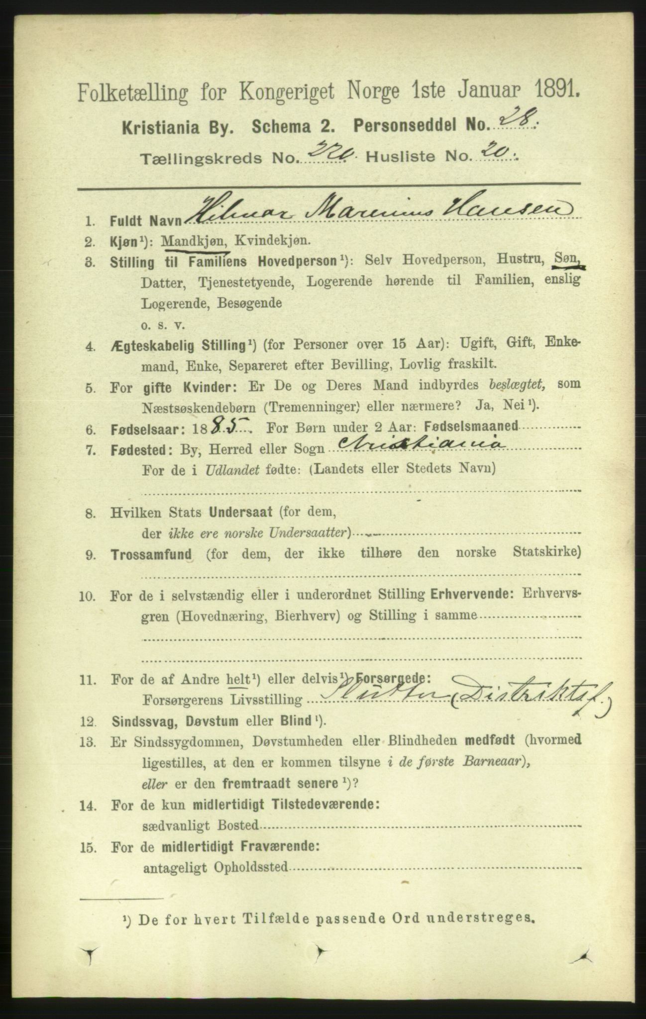 RA, 1891 census for 0301 Kristiania, 1891, p. 131700