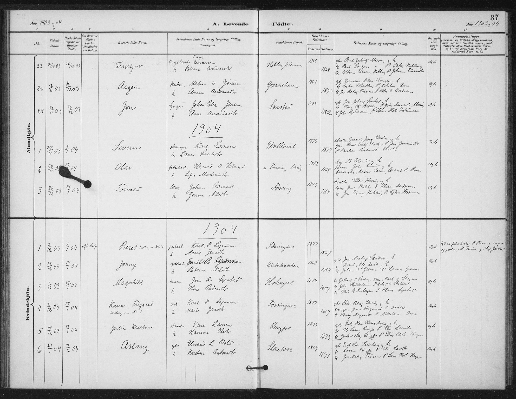 Ministerialprotokoller, klokkerbøker og fødselsregistre - Nord-Trøndelag, SAT/A-1458/714/L0131: Parish register (official) no. 714A02, 1896-1918, p. 37