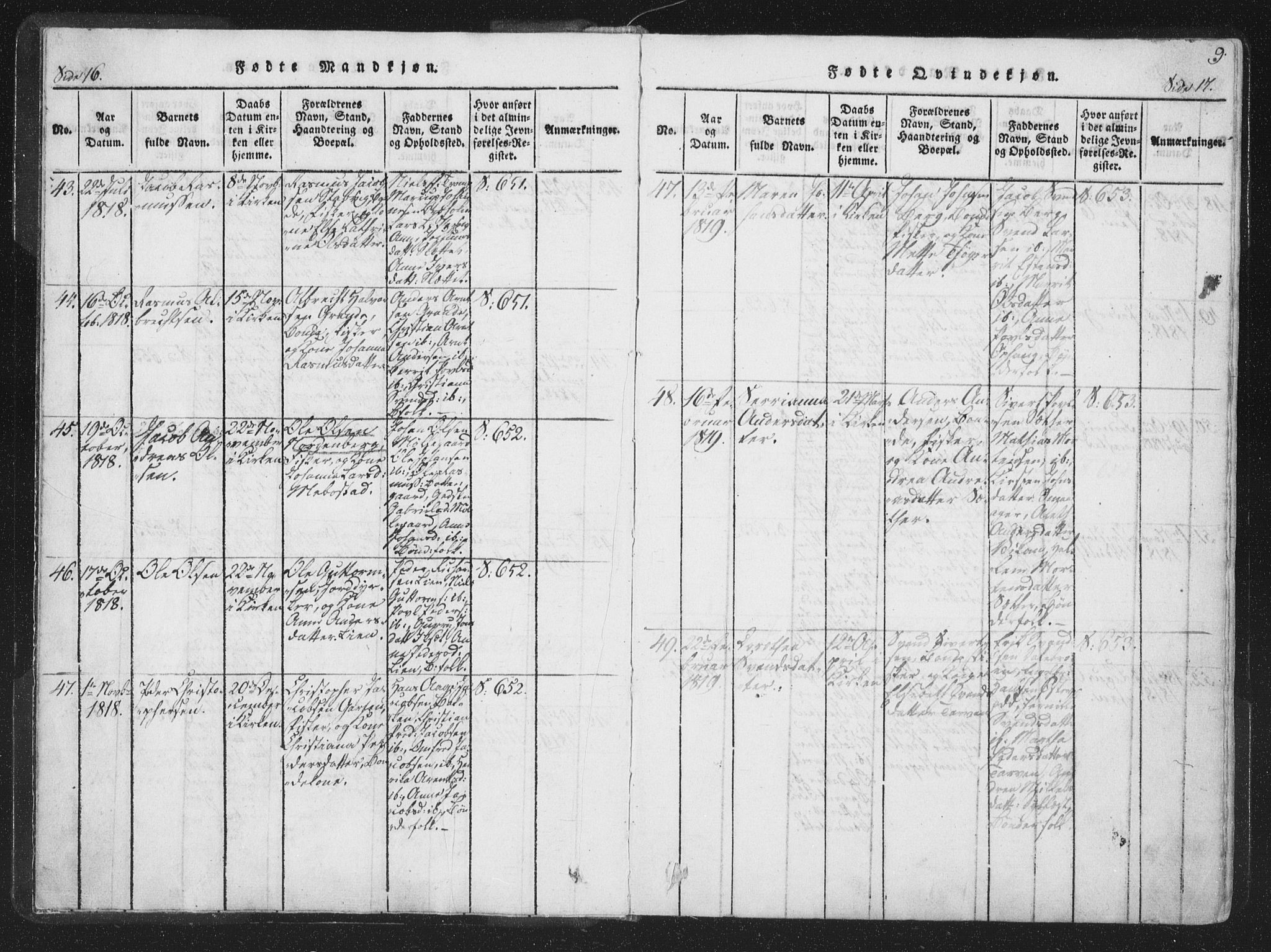 Ministerialprotokoller, klokkerbøker og fødselsregistre - Sør-Trøndelag, SAT/A-1456/659/L0734: Parish register (official) no. 659A04, 1818-1825, p. 16-17