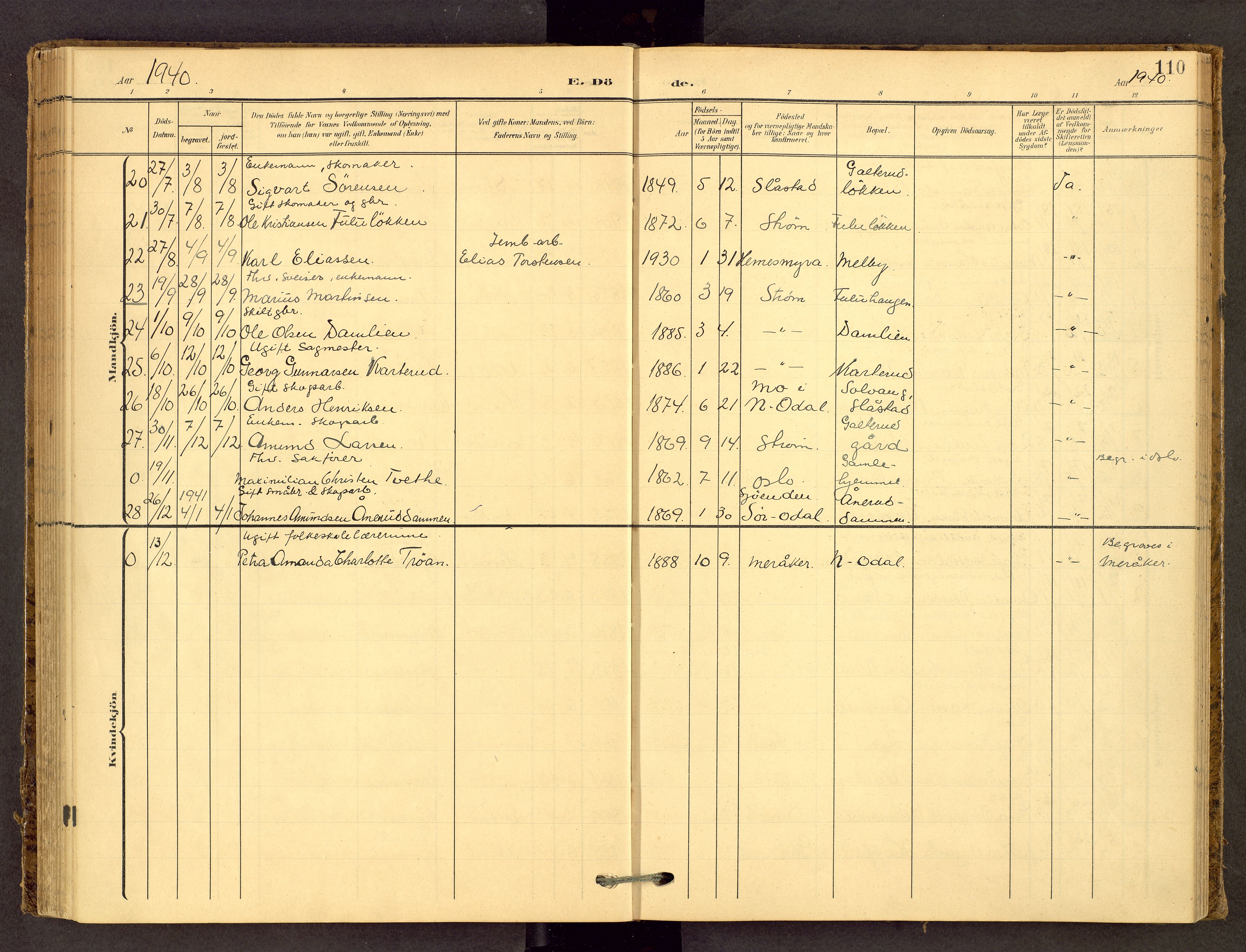 Sør-Odal prestekontor, AV/SAH-PREST-030/H/Ha/Haa/L0010: Parish register (official) no. 10, 1907-1968, p. 110