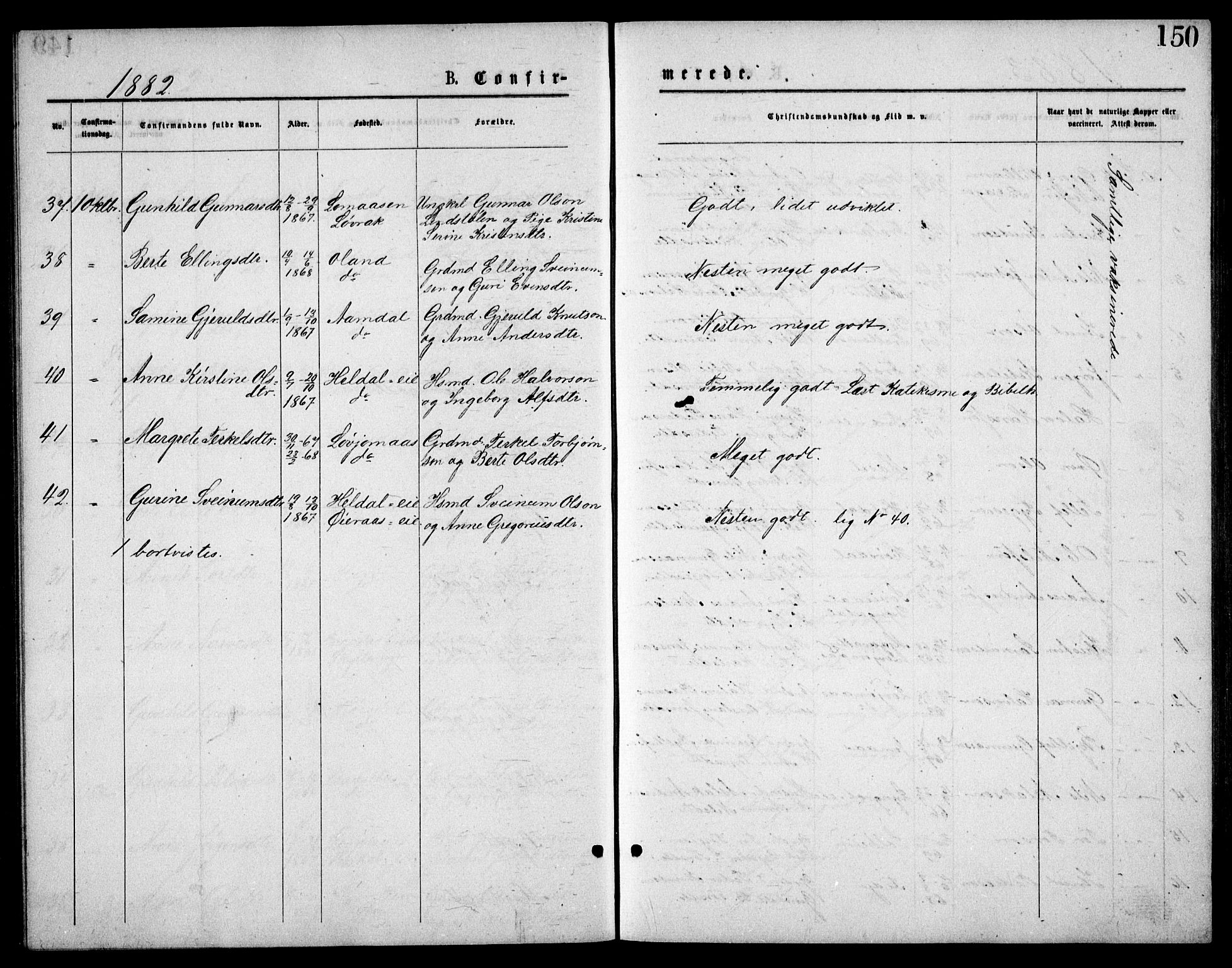 Froland sokneprestkontor, AV/SAK-1111-0013/F/Fb/L0009: Parish register (copy) no. B 9, 1875-1893, p. 150