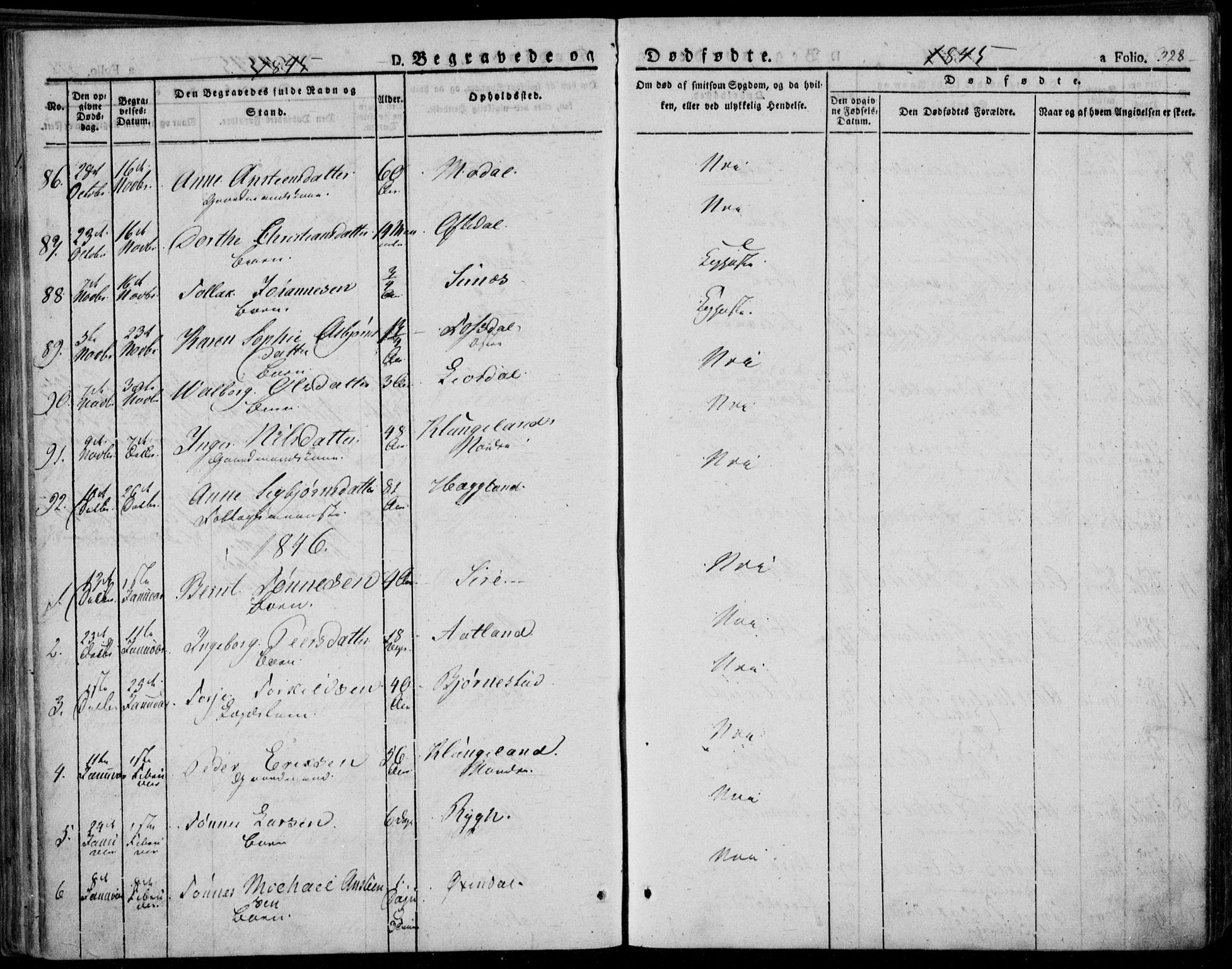 Bakke sokneprestkontor, AV/SAK-1111-0002/F/Fa/Faa/L0004: Parish register (official) no. A 4, 1834-1846, p. 328