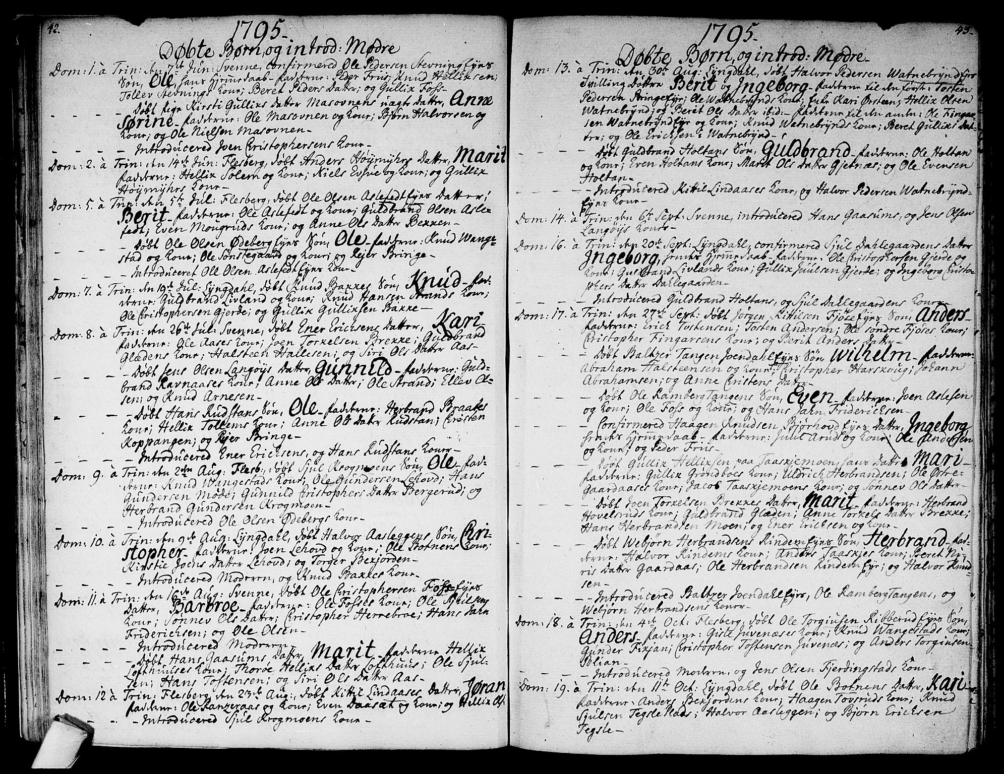 Flesberg kirkebøker, AV/SAKO-A-18/F/Fa/L0004: Parish register (official) no. I 4, 1788-1815, p. 42-43