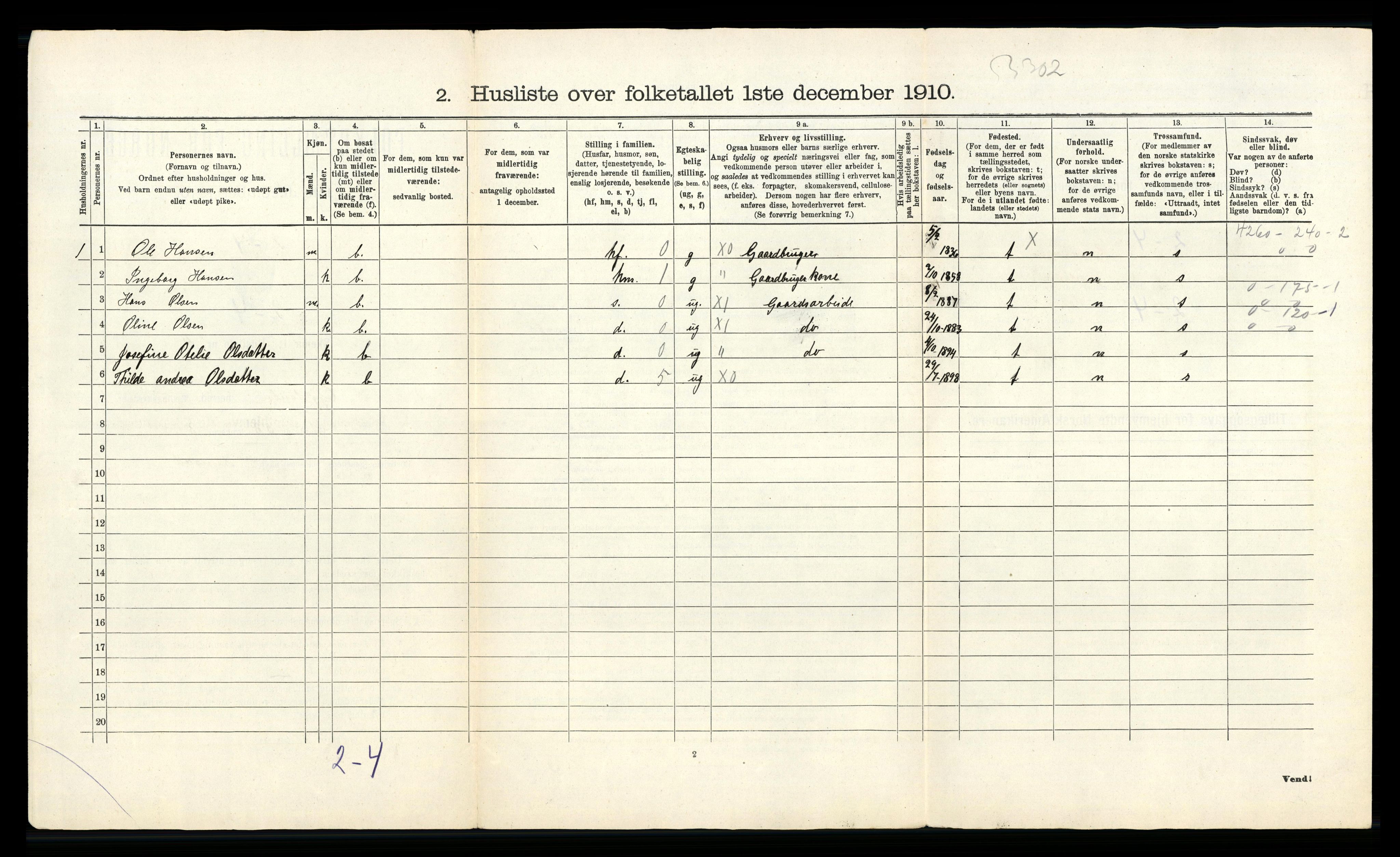 RA, 1910 census for Gyland, 1910, p. 47