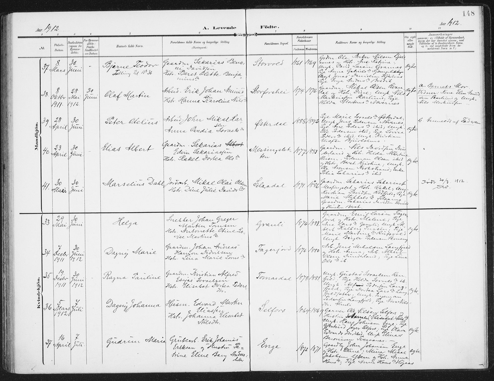 Ministerialprotokoller, klokkerbøker og fødselsregistre - Nordland, AV/SAT-A-1459/827/L0402: Parish register (official) no. 827A14, 1903-1912, p. 148