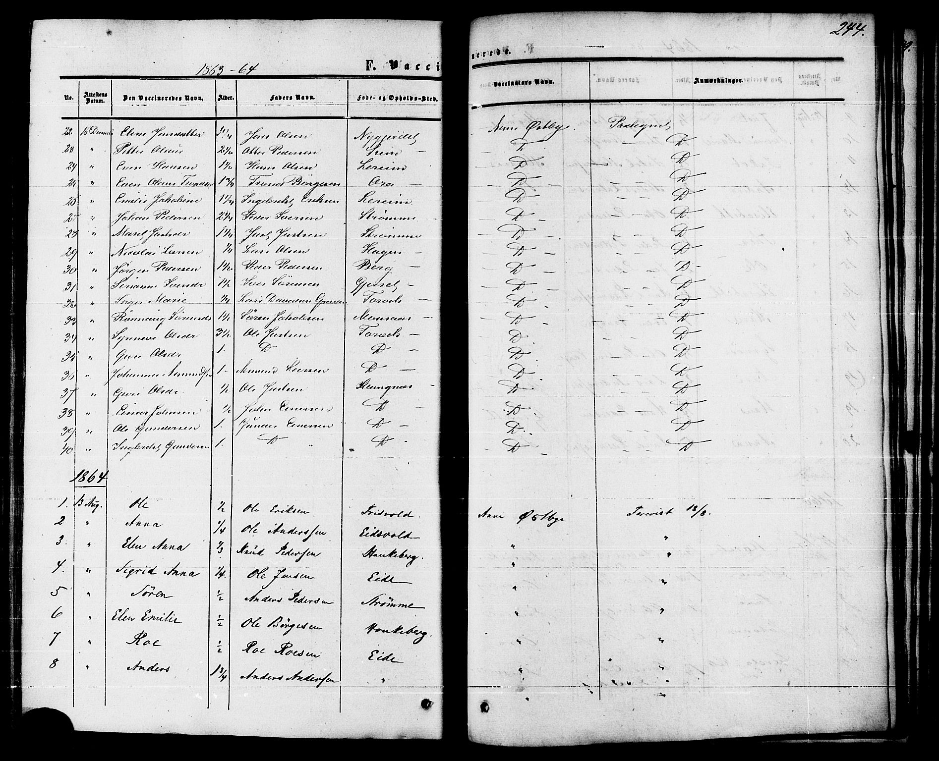 Ministerialprotokoller, klokkerbøker og fødselsregistre - Møre og Romsdal, AV/SAT-A-1454/542/L0552: Parish register (official) no. 542A02, 1854-1884, p. 244