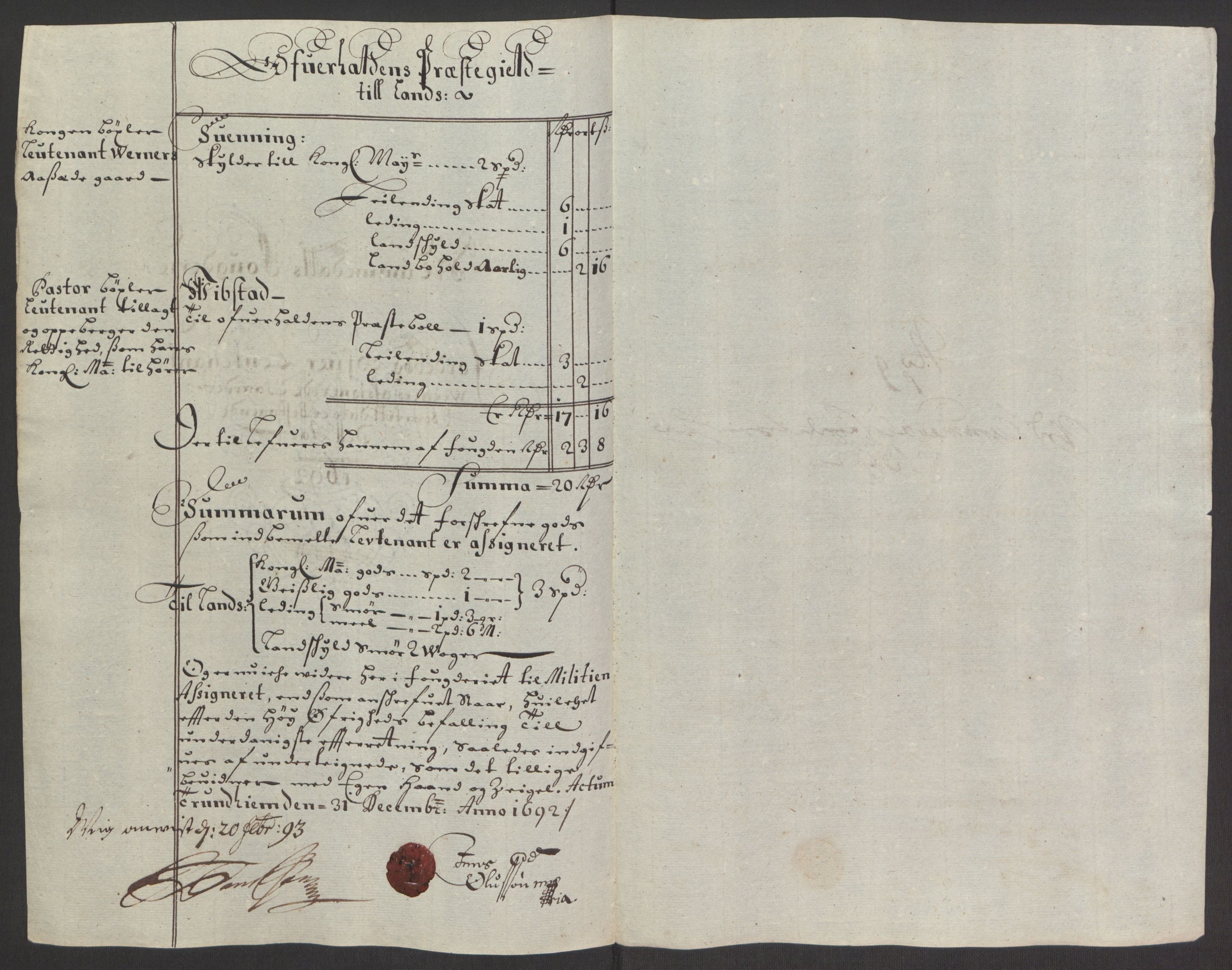 Rentekammeret inntil 1814, Reviderte regnskaper, Fogderegnskap, RA/EA-4092/R64/L4424: Fogderegnskap Namdal, 1692-1695, p. 151