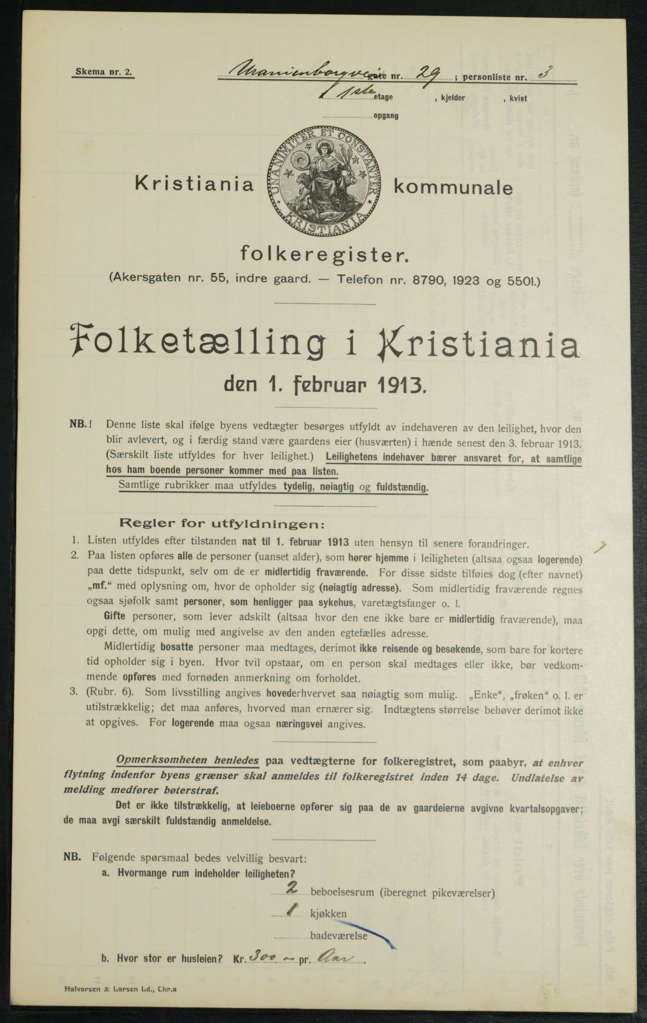 OBA, Municipal Census 1913 for Kristiania, 1913, p. 120465