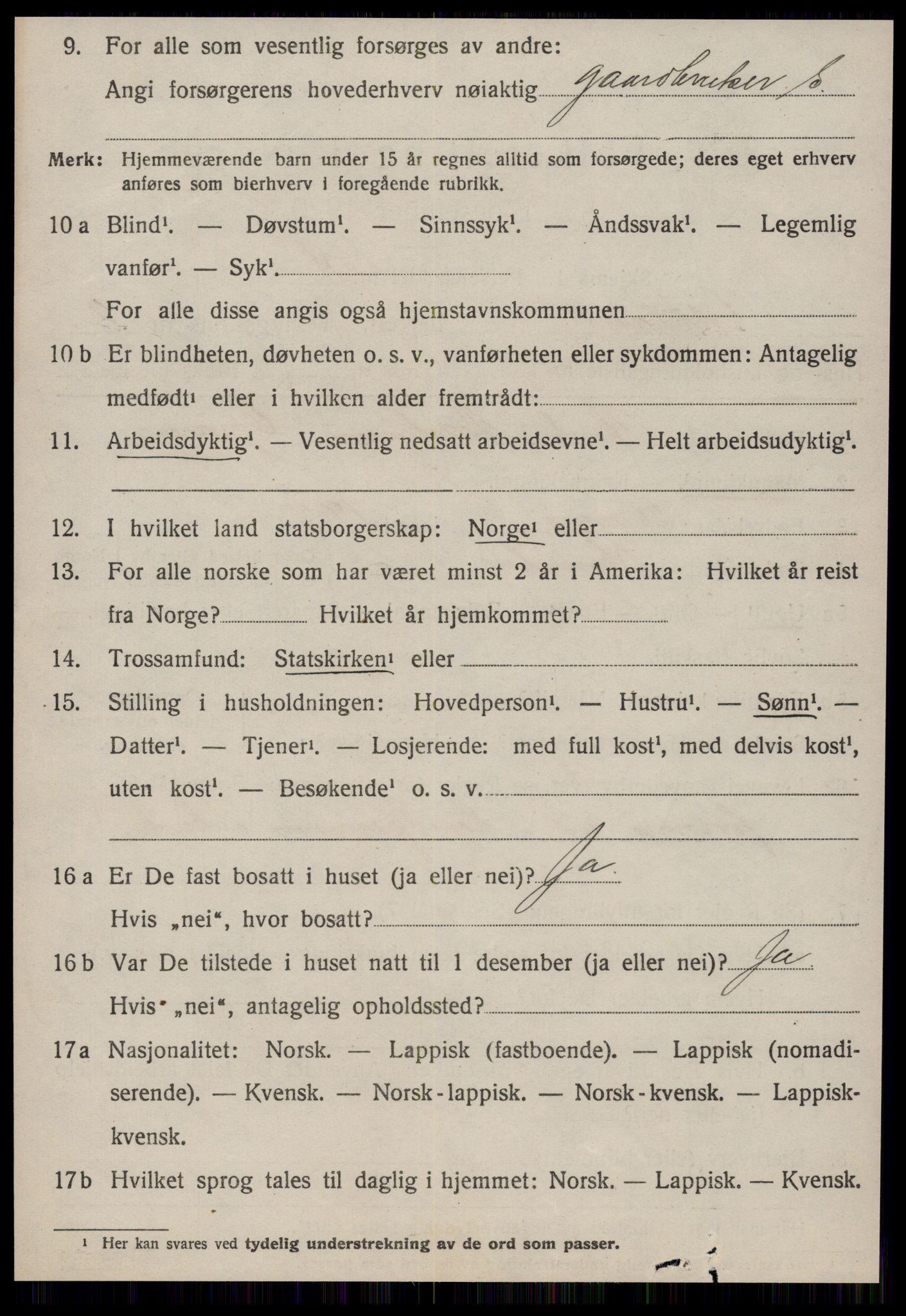 SAT, 1920 census for Orkland, 1920, p. 1681