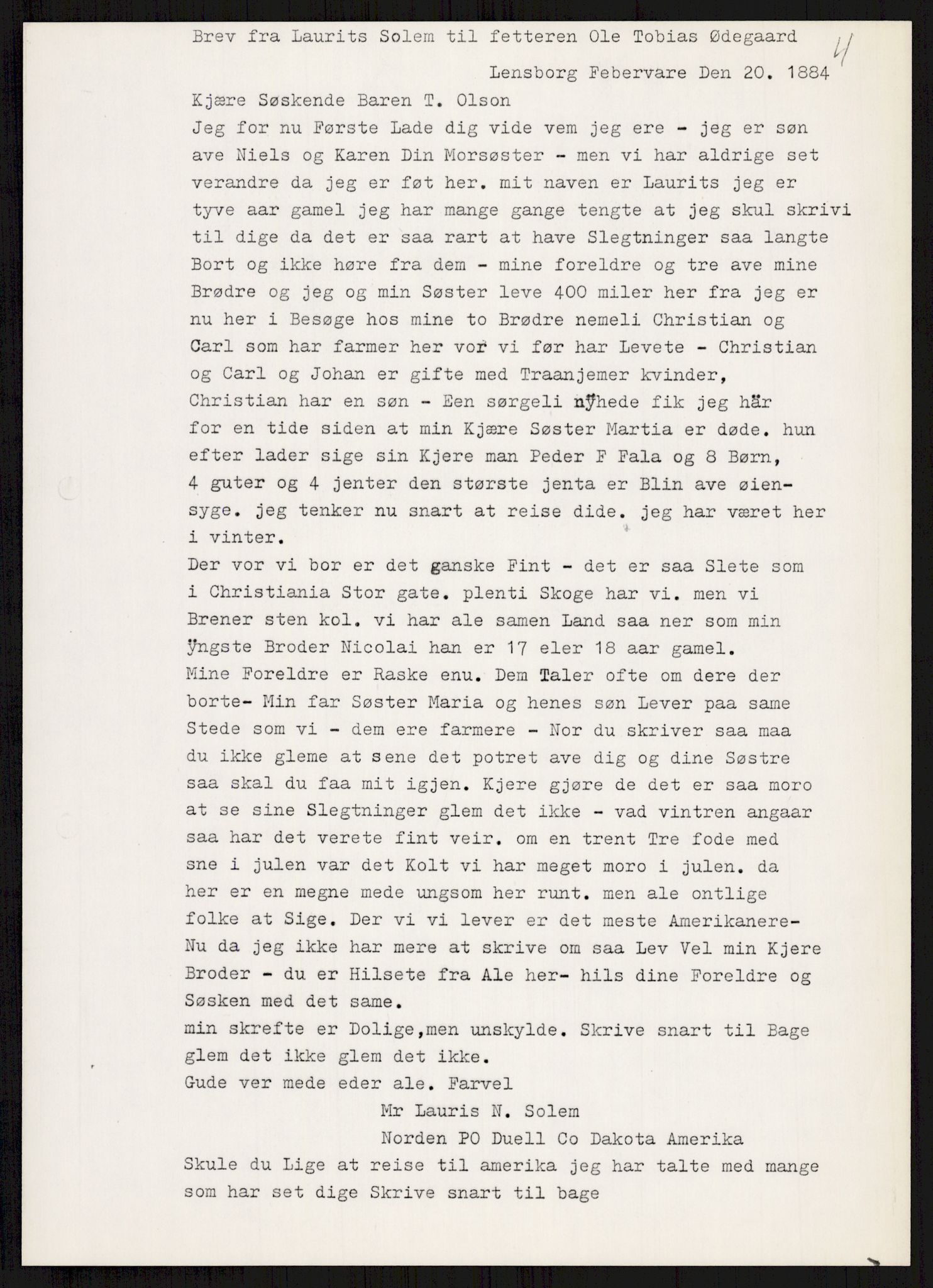 Samlinger til kildeutgivelse, Amerikabrevene, AV/RA-EA-4057/F/L0005: Innlån fra Akershus: Breen - Hilton, 1838-1914, p. 22